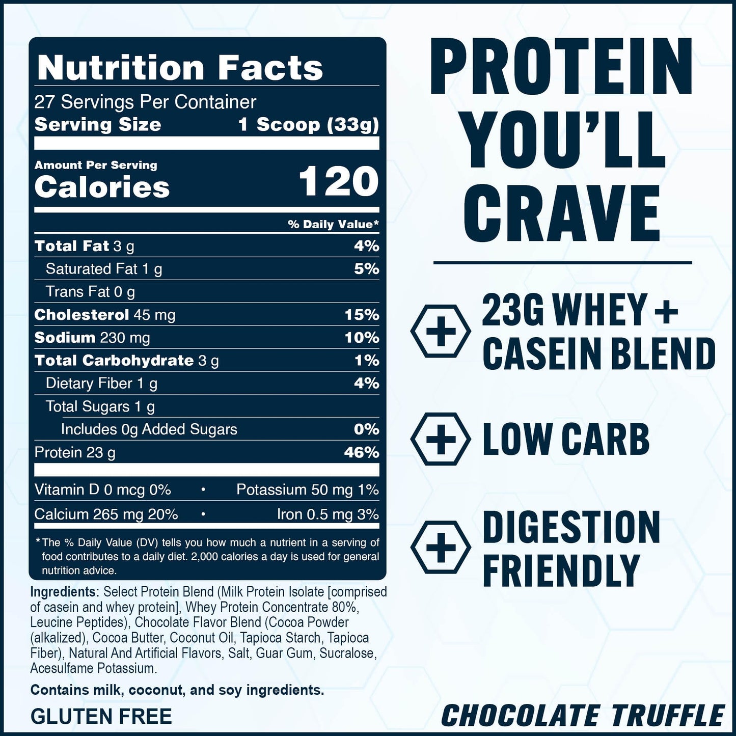 PEScience Select Protein Powder, Whey and Casein Blend, Lean Protein Powder for Women and Men, Low Calorie, Low Carb, Keto Friendly, Gluten Free, Chocolate Truffle, 27 Servings