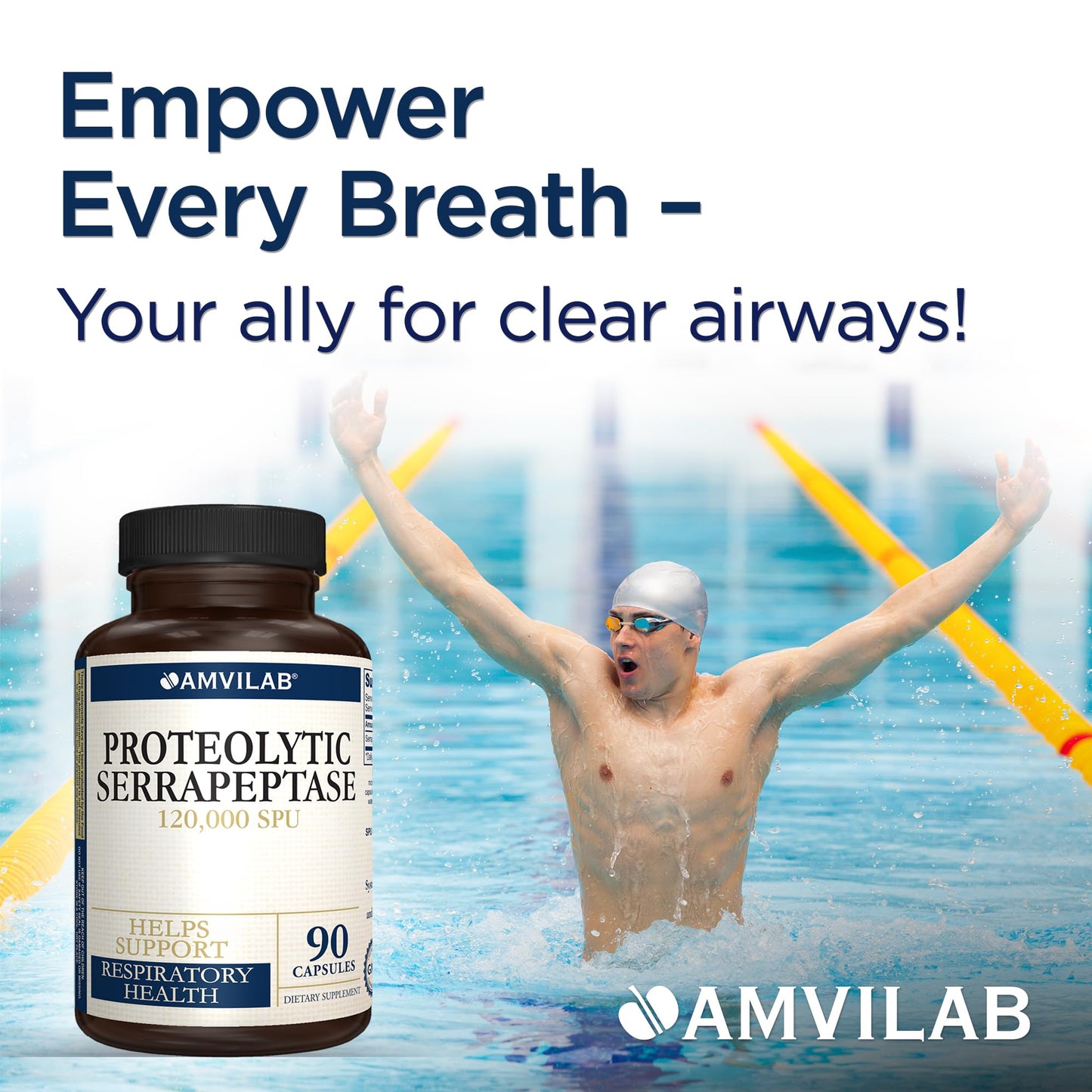 AMVILAB Nattokinase Serrapeptase Enzyme Supplement 120,000 SPU Capsule 90 Count