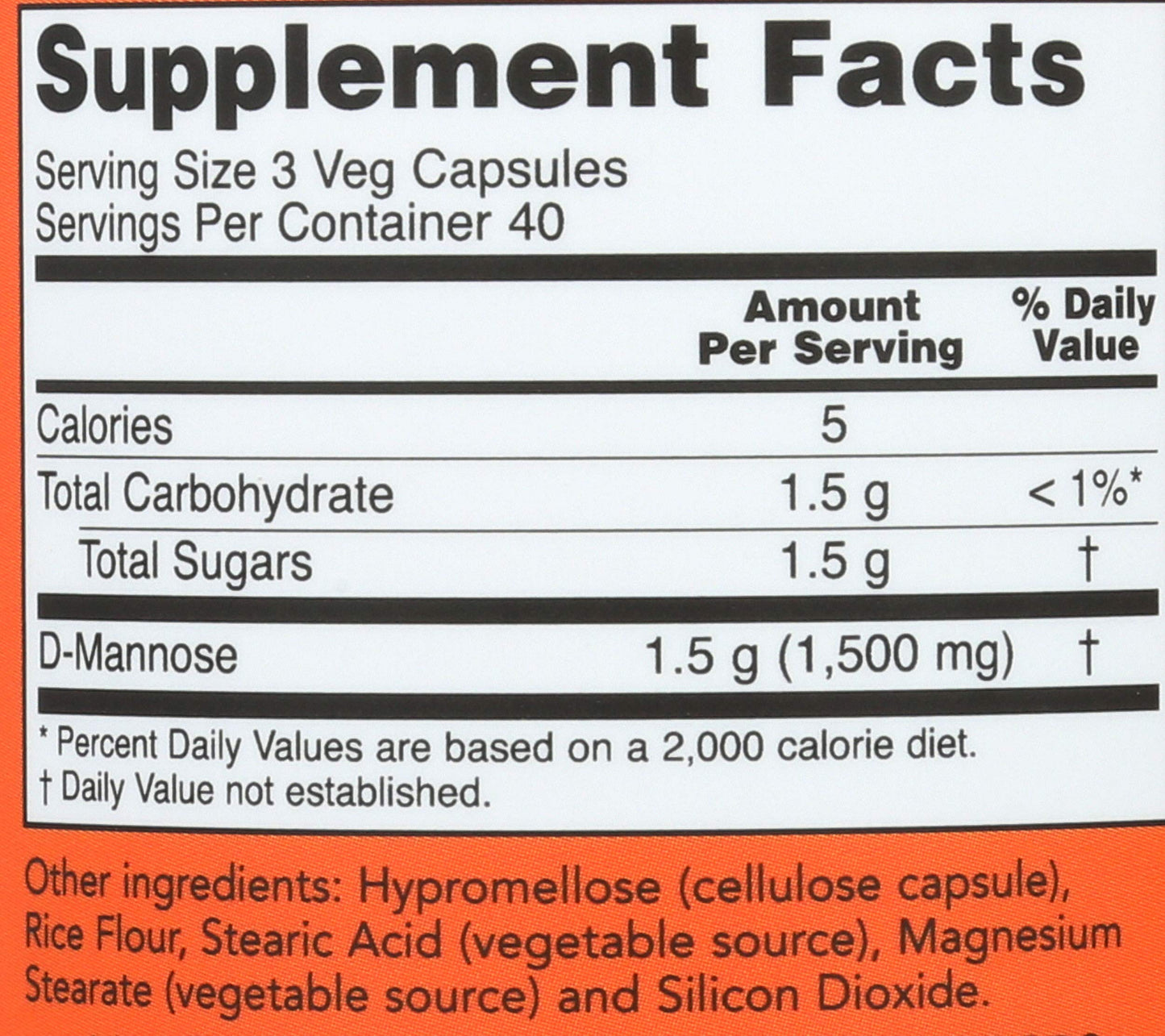 NOW Foods D-Mannose 500 mg Capsule, 360 Capsules
