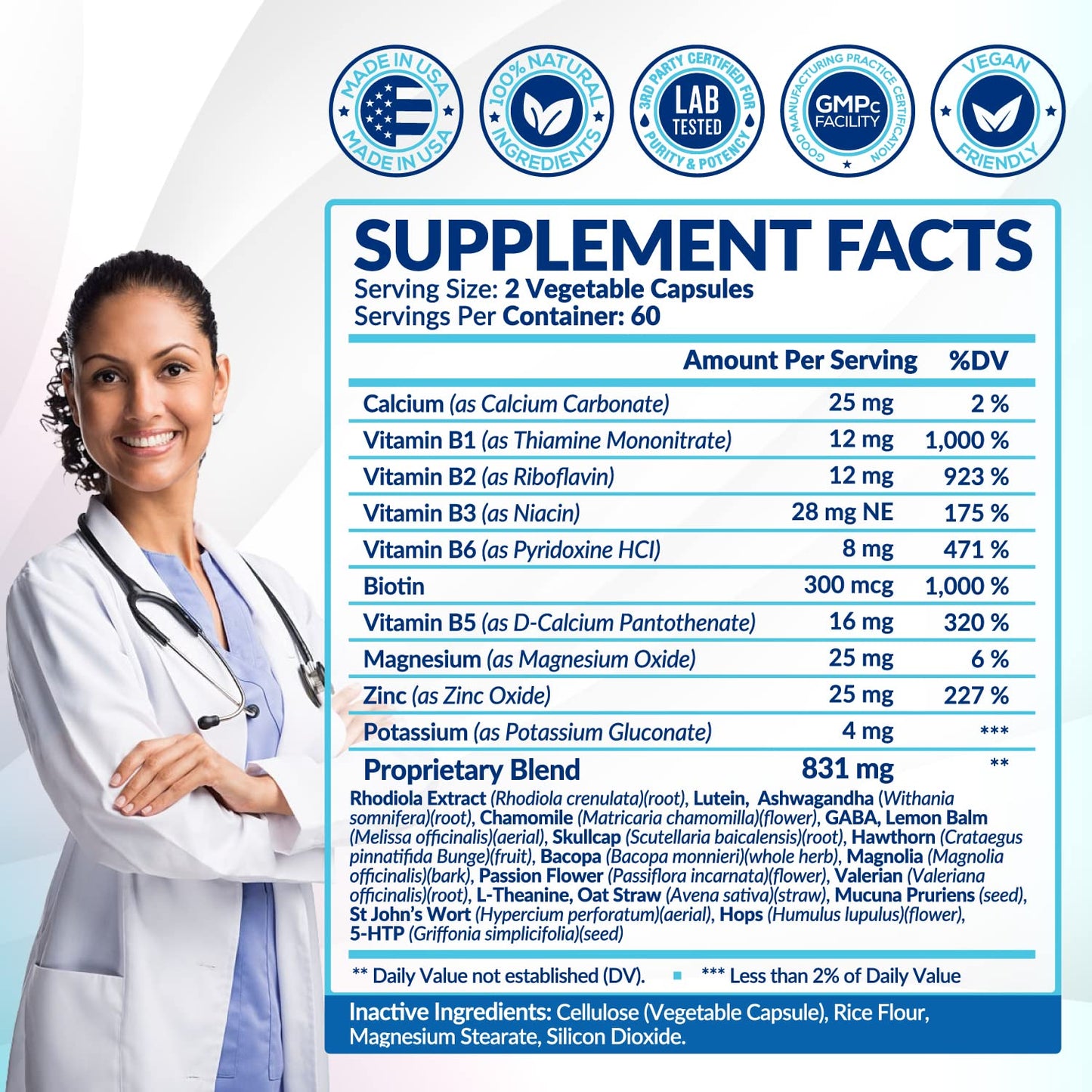 Rainbow Nutrients, LLC 28 in 1 Calm Mood Support Supplement Capsule, 120 Capsules