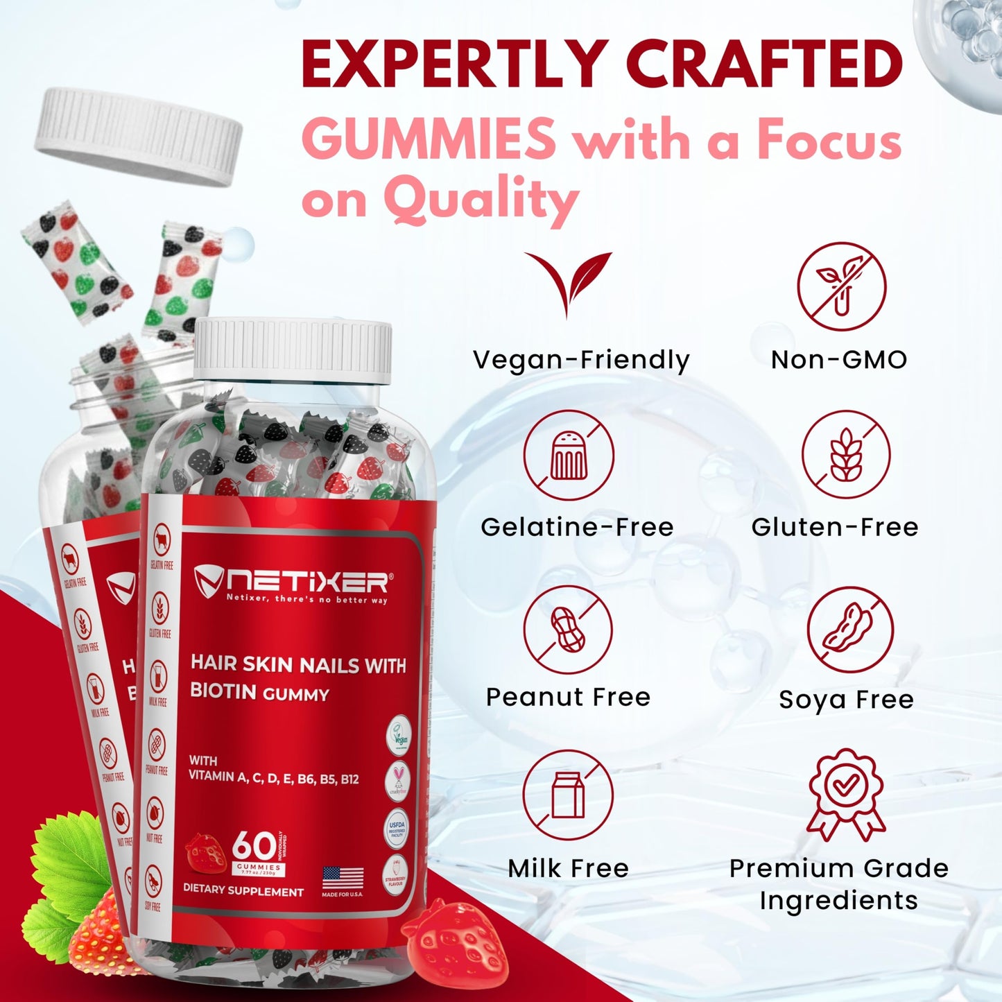 nETiXER Biotin Gummies 60 Count