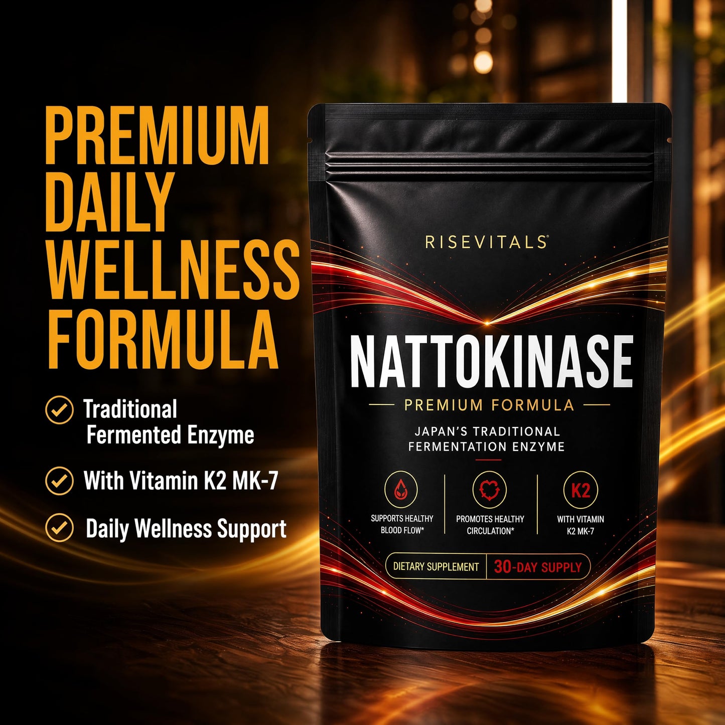 TOGOLIUN RISEVITALS Nattokinase Premium Formula with Vitamin K2 MK-7 Softgel 60 Count