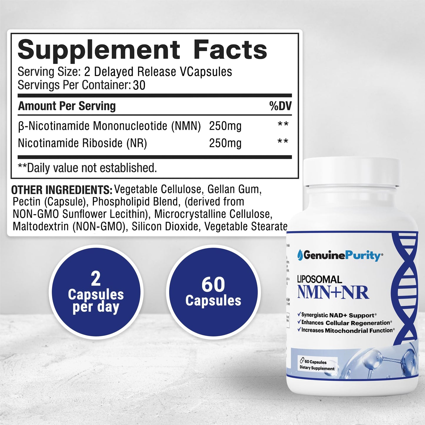 GenuinePurity Liposomal NMN + NR Supplement Capsule 1