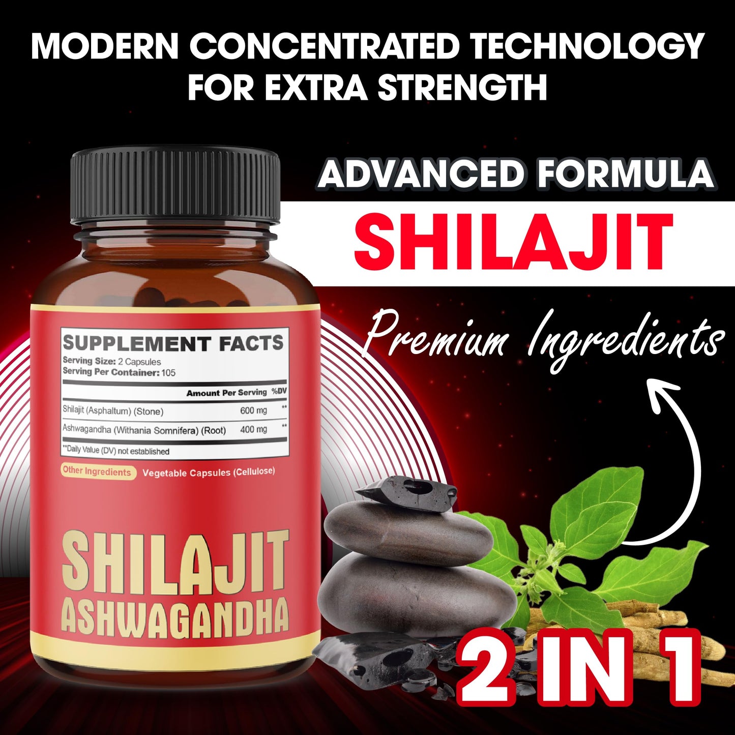 agobi Shilajit & Organic Ashwagandha Capsule 210 Capsules