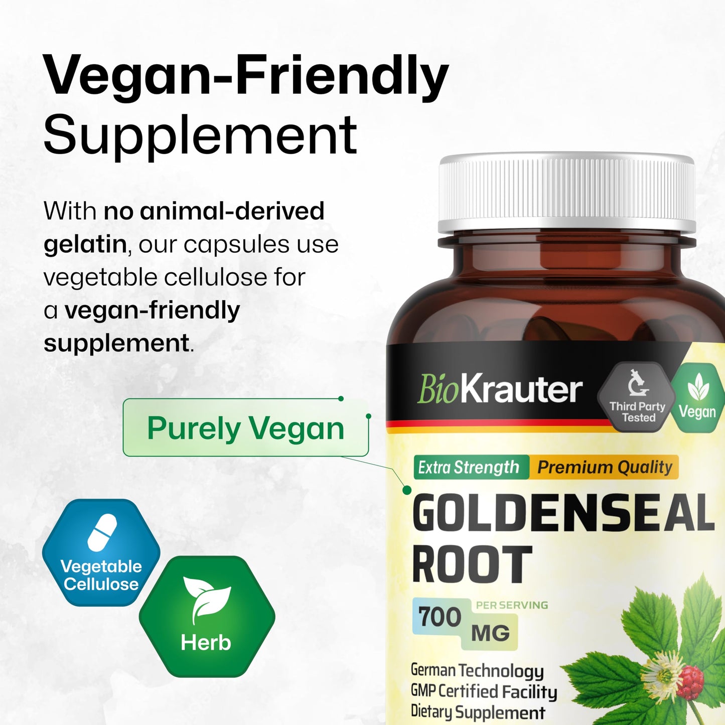 BIO KRAUTER Goldenseal Root Capsules 700 mg/serving, 100 Capsules
