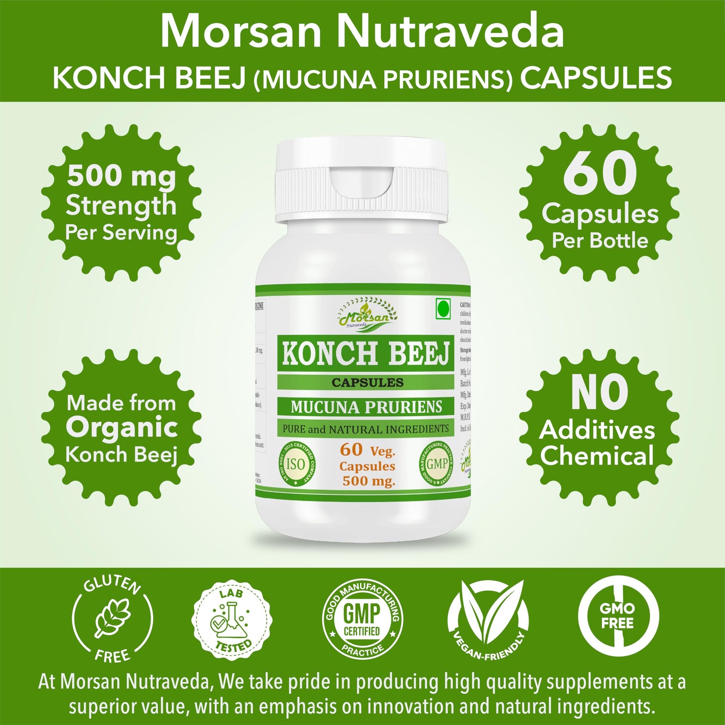 Morsan Nutraveda Mucuna Pruriens Extract Capsules, 240 Capsules