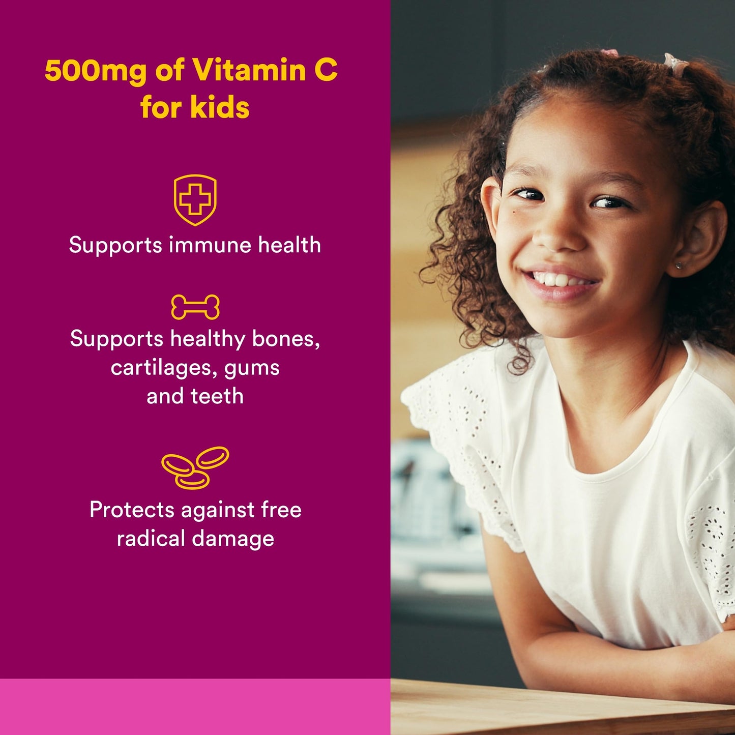 Natural Factors Kids Chewable Vitamin C 500 mg Tablets, 90 Count
