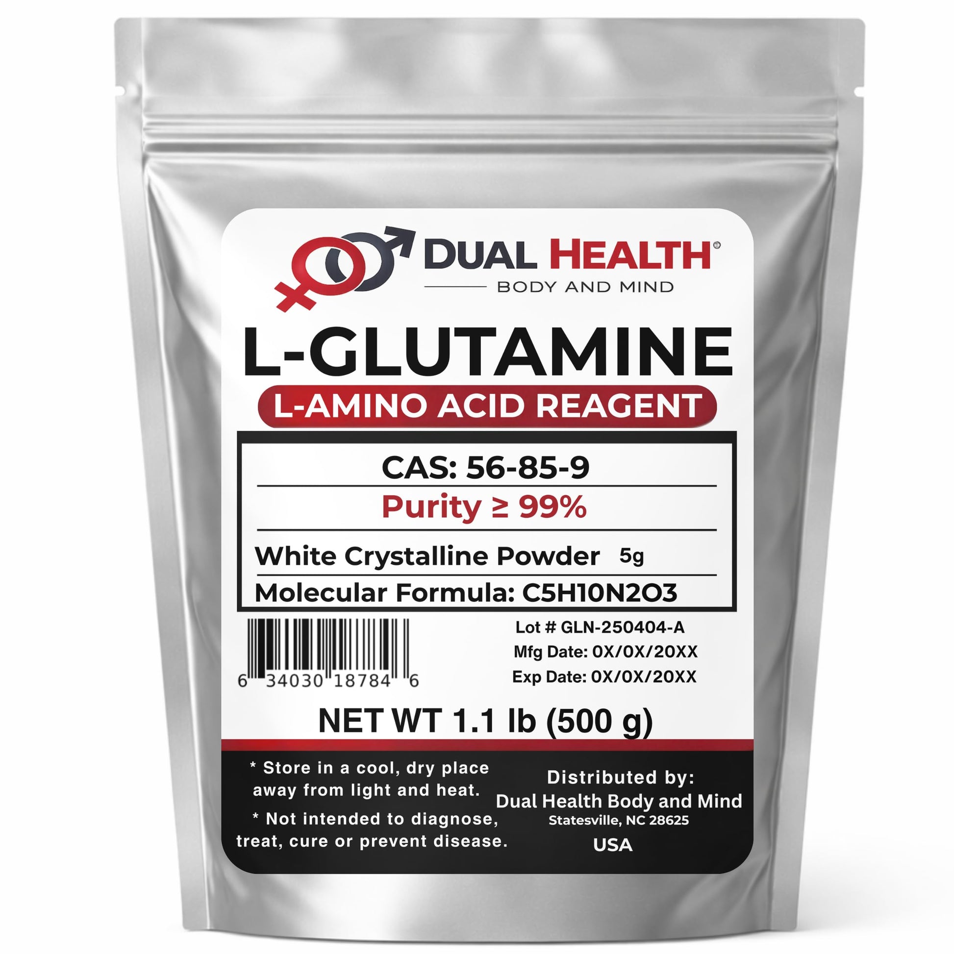 Dual Health Body & Mind L-Glutamine Powder 17.637 oz