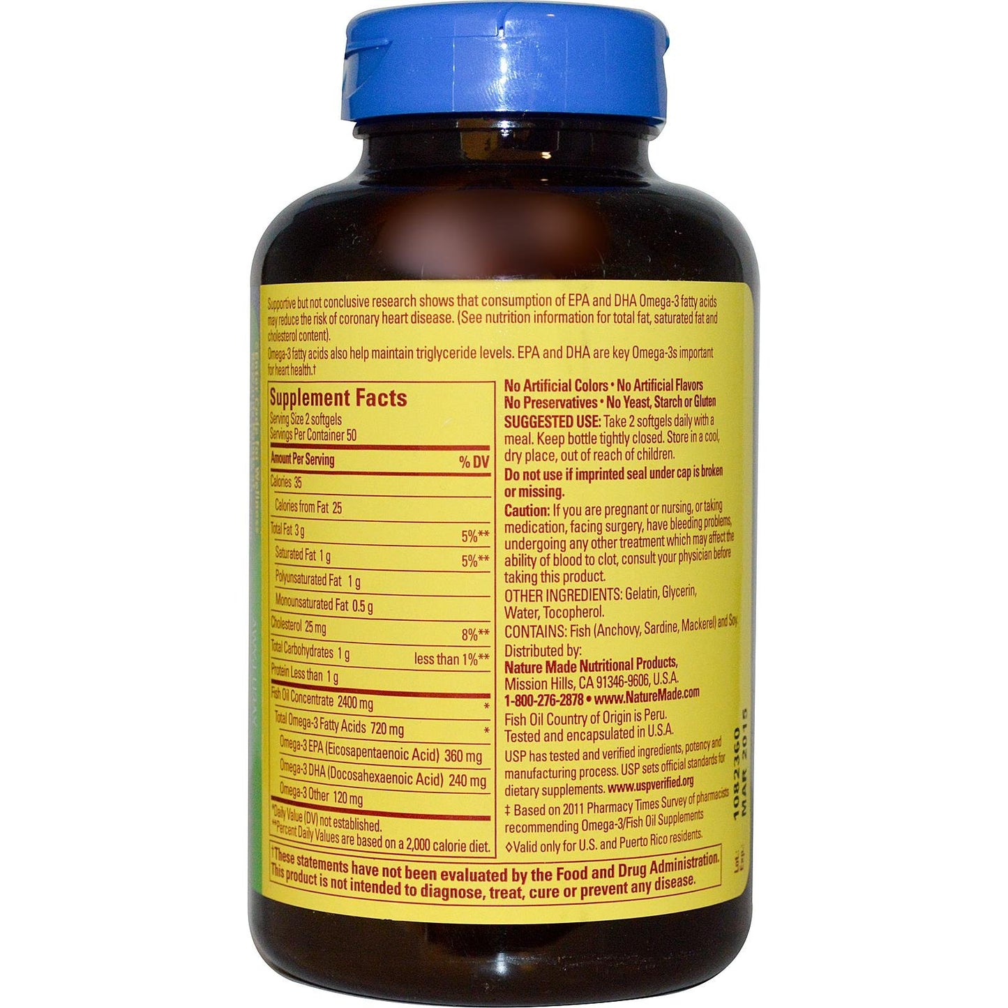Nature Made Fish Oil 1200 mg w. Omega-3 360 mg Softgels, 100 Count