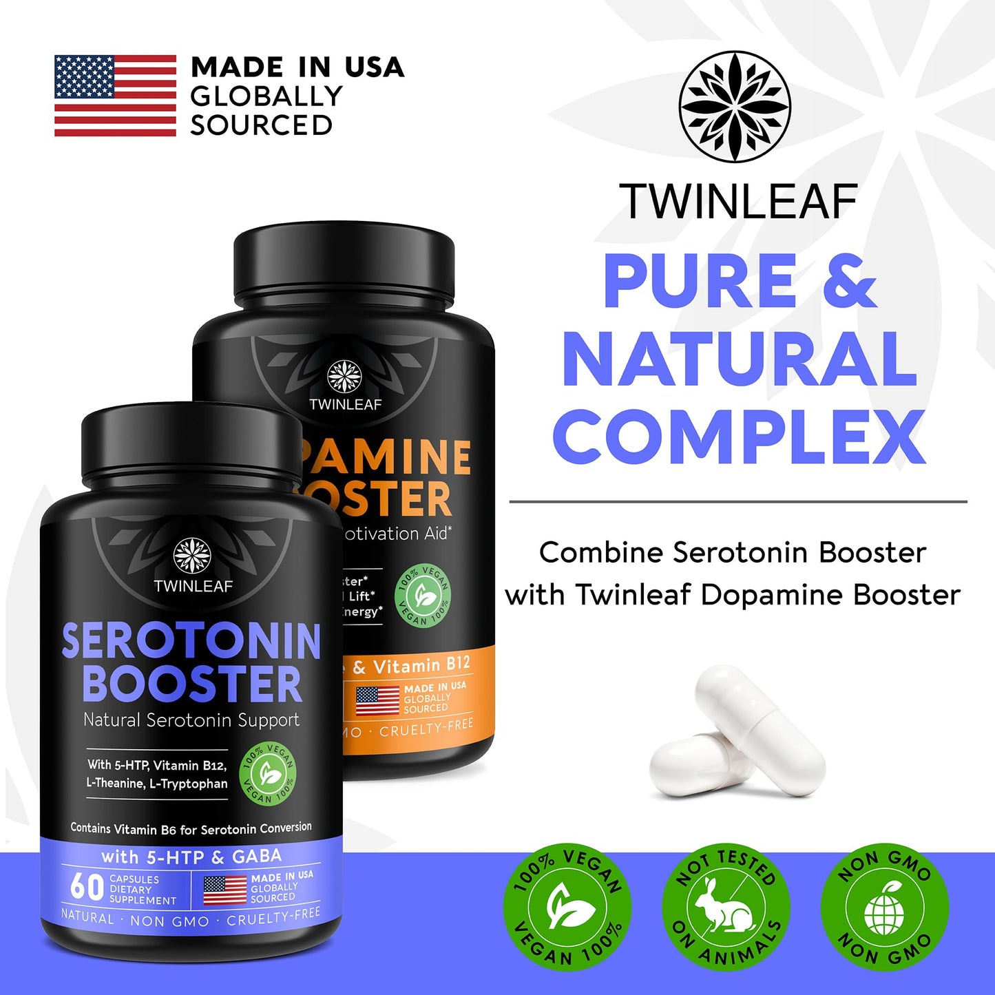 TWINLEAF NUTRITION Serotonin & Dopamine Support Bundle 120 Capsules