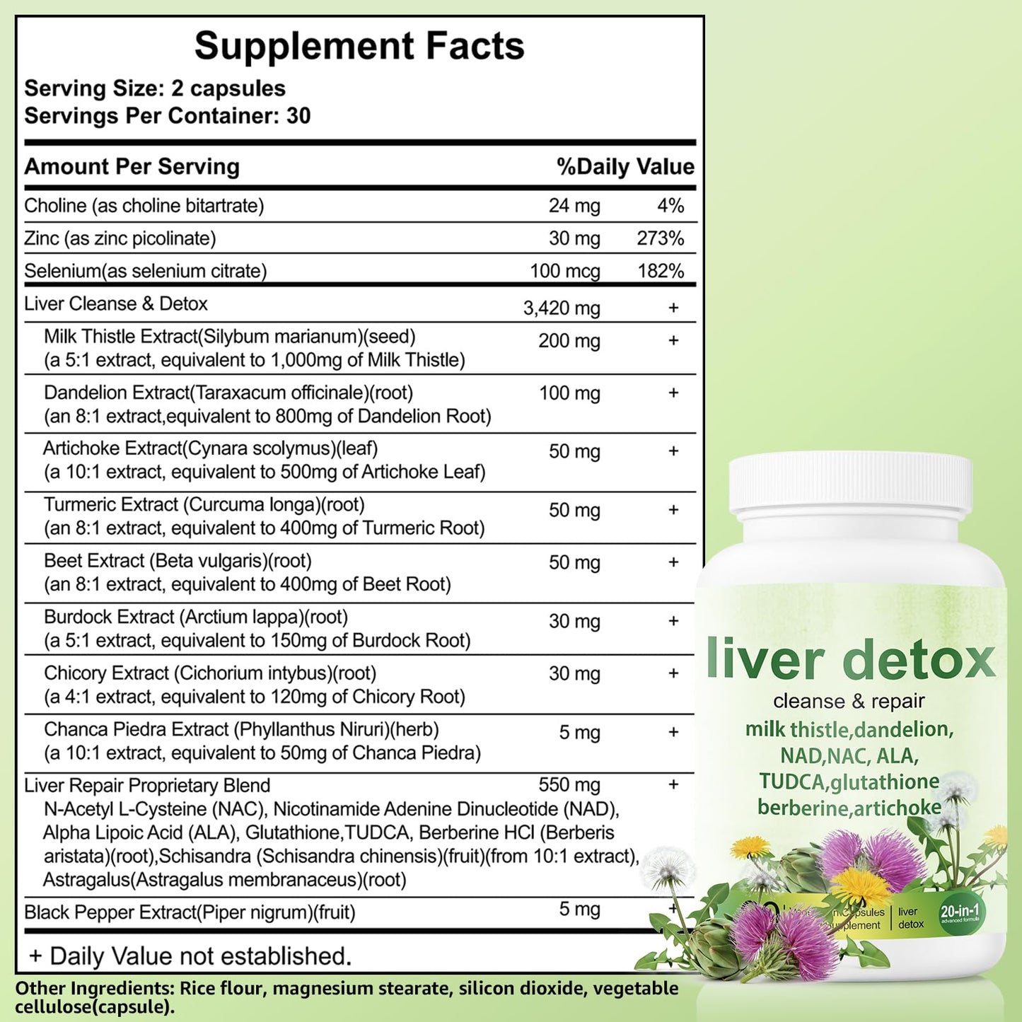 EZTZMCN Liver Detox Capsules 60 Count