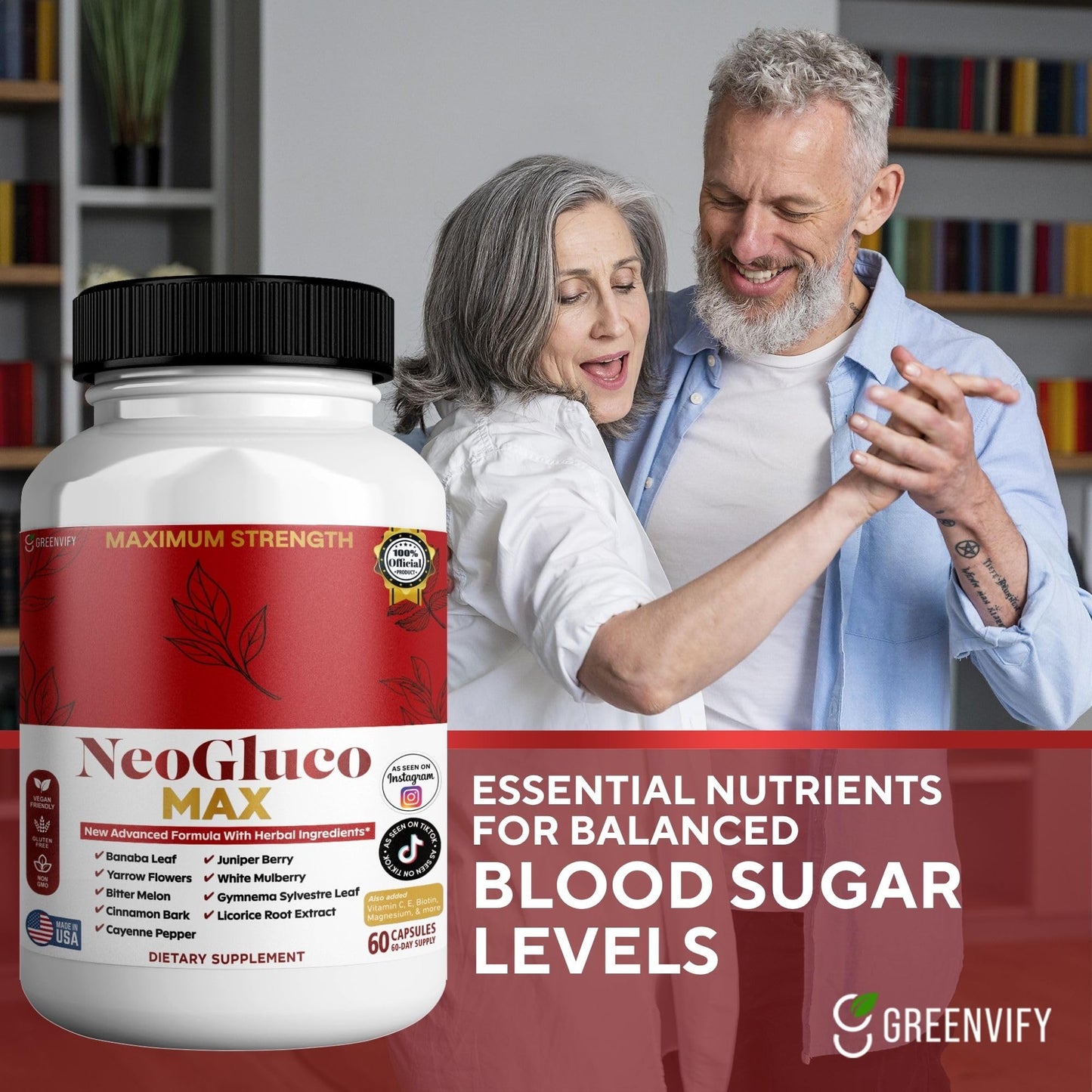 GREENVIFY NeoGraco MAX Maximum Strength Supplement with Banaba Leaf, Bitter Melon, Herbal Blend Capsule, 60 Count