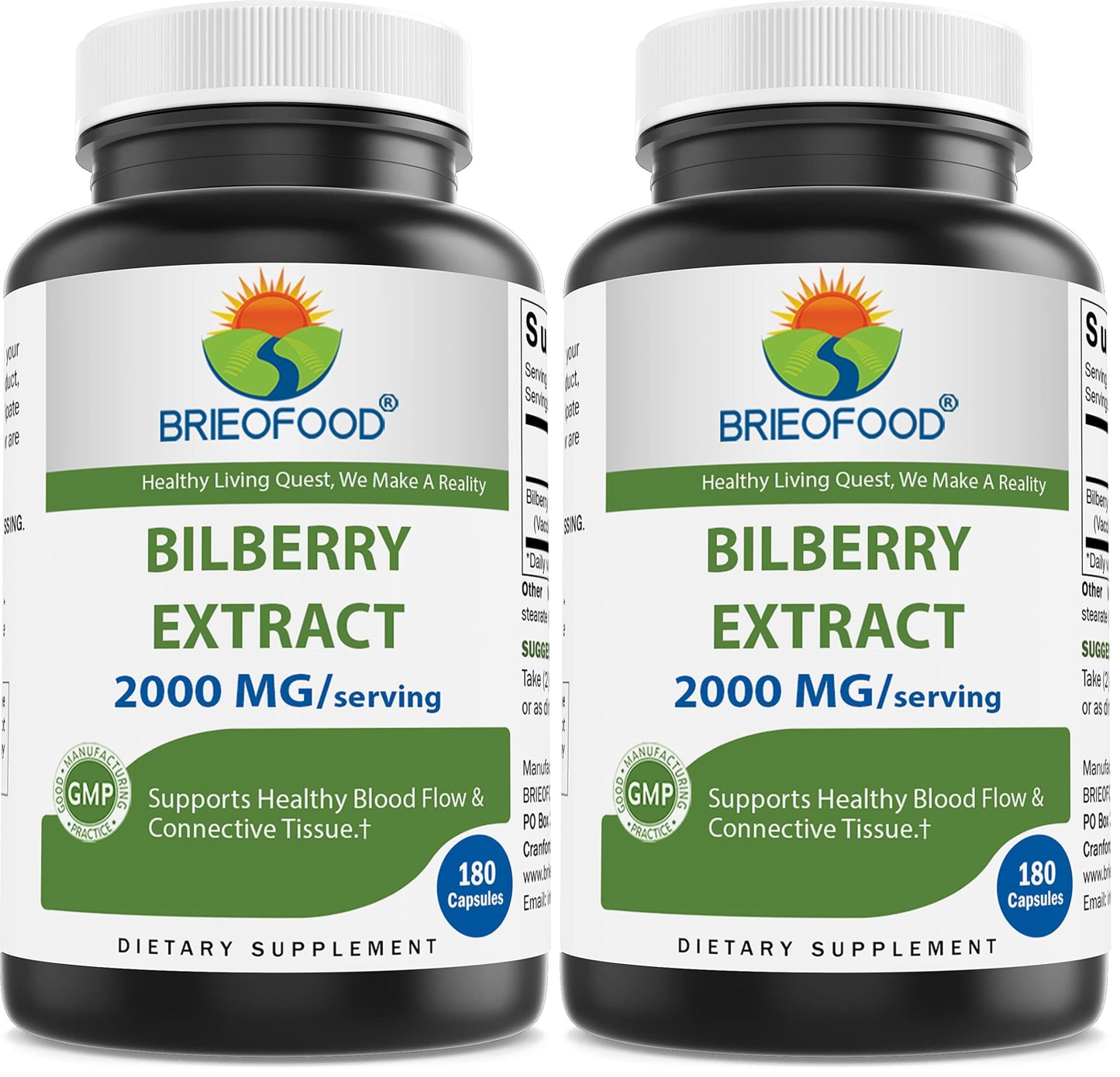 Brieofood Bilberry Extract 2000 mg per Serving Capsules 360
