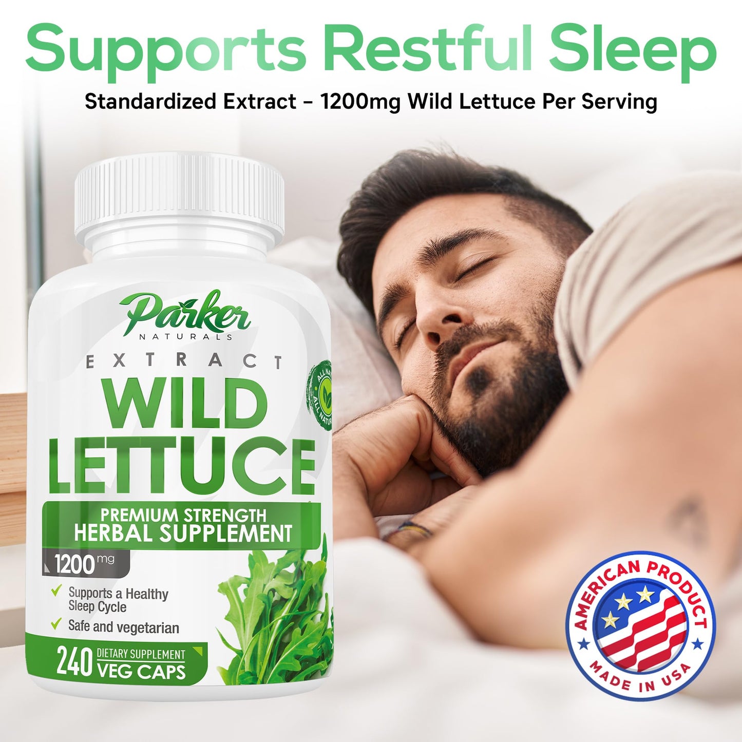 Parker Naturals Wild Lettuce Extract Herbal Sleep Supplement Capsules, 240 Count