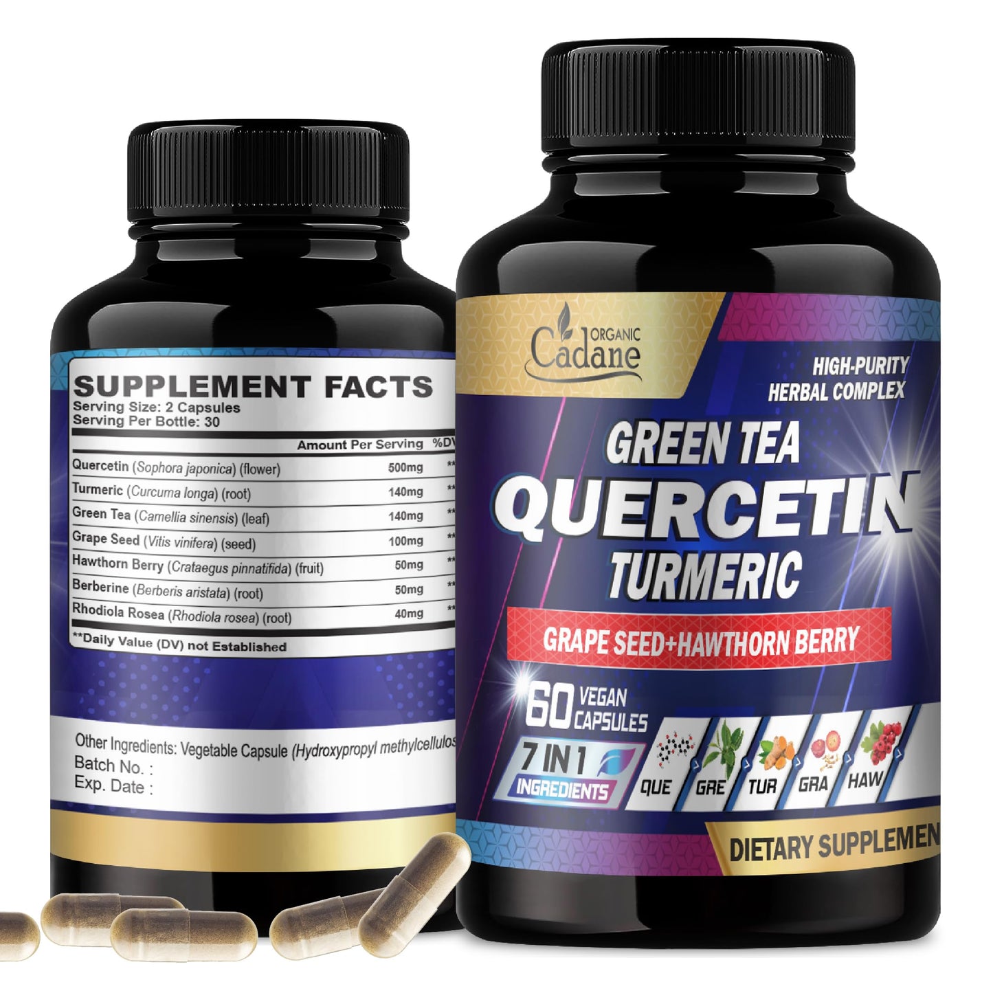Organic Cadane Quercetin Supplements Capsule 60 Count