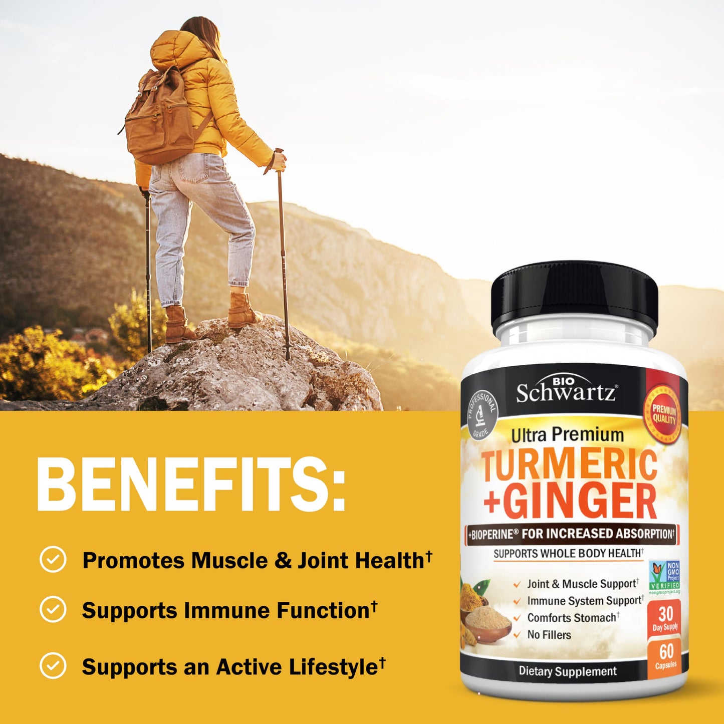 BioSchwartz Turmeric Curcumin and Ginger Supplement 60 Capsules