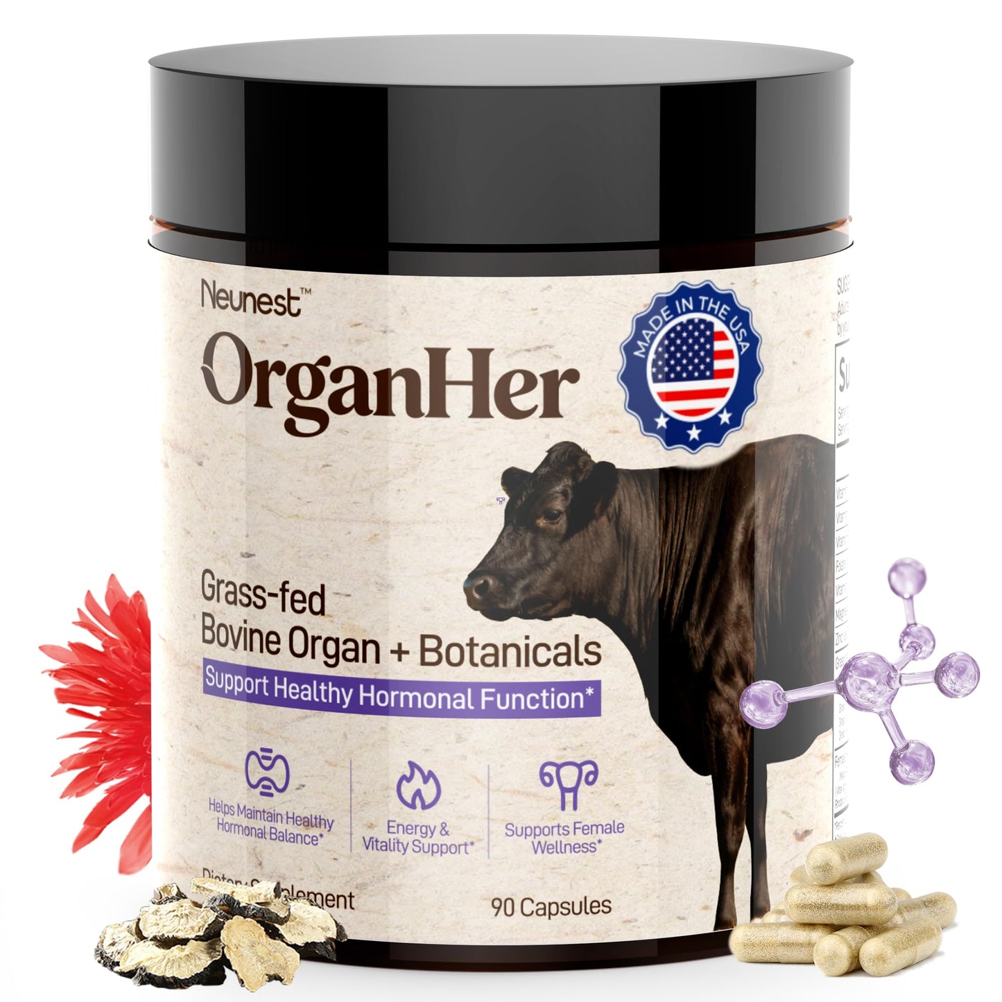NEUNEST Primal Beef Organ Supplement for Women Capsule 90 Count