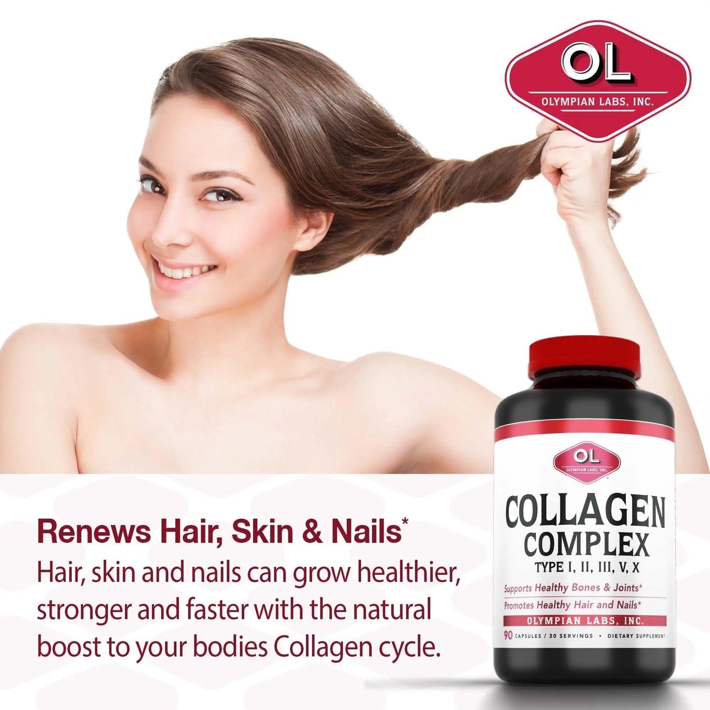 Olympian Labs Multi Collagen Complex Type I, II, III, V, X Capsules 90 Count