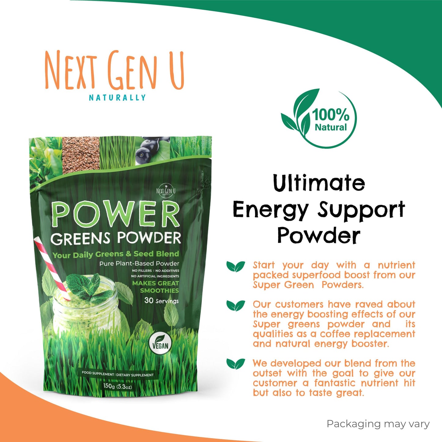 NGU Next Gen U Super Greens Powder 5.3 oz