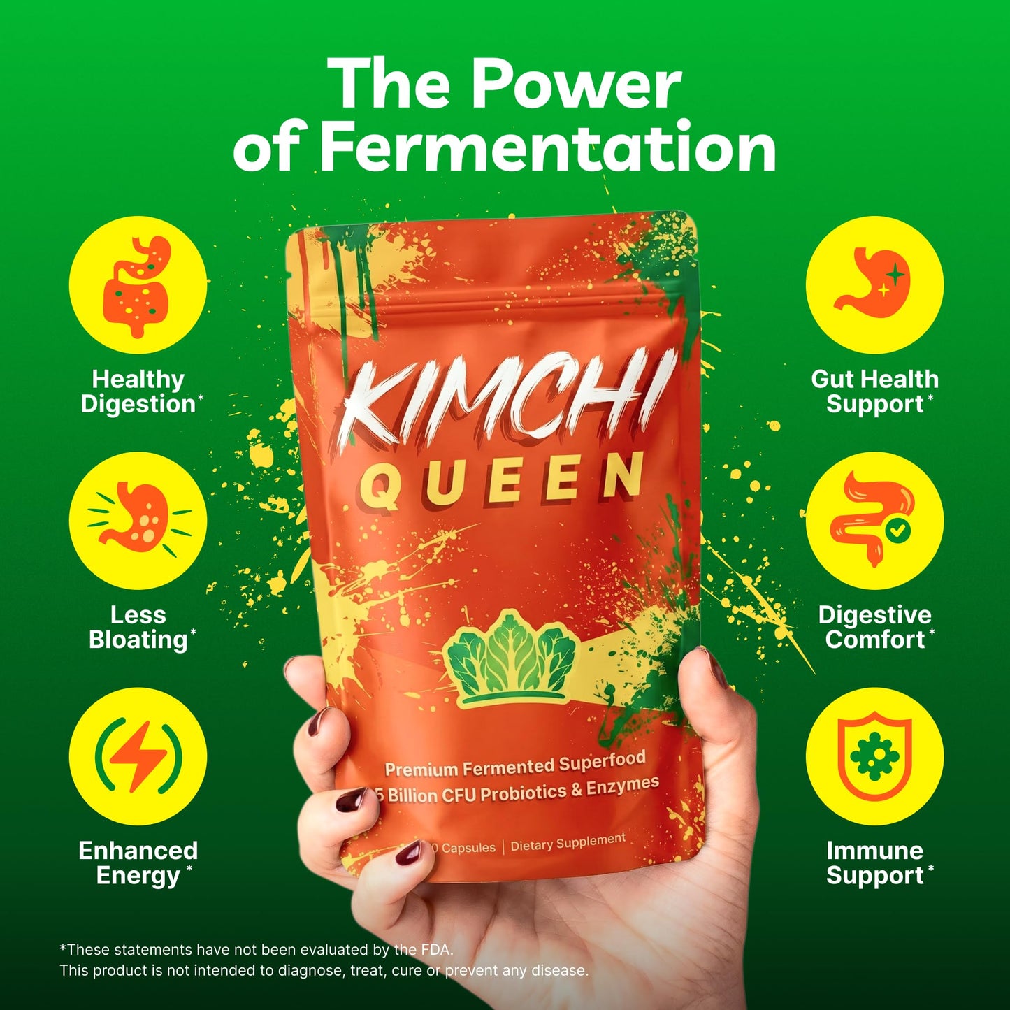 Kimchi Queen Premium Fermented Kimchi Supplement Capsules 120