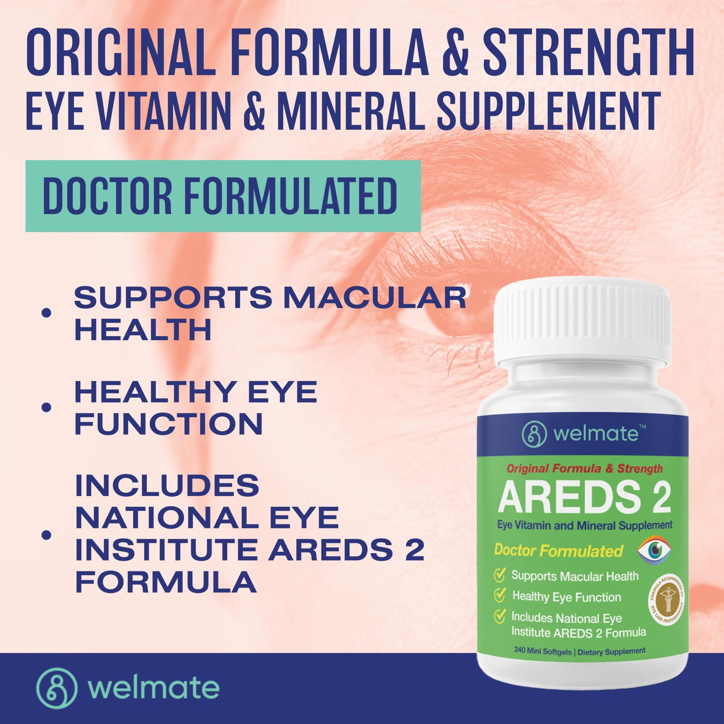 WELMATE AREDS 2 Eye Vitamins Softgels, 240 Count