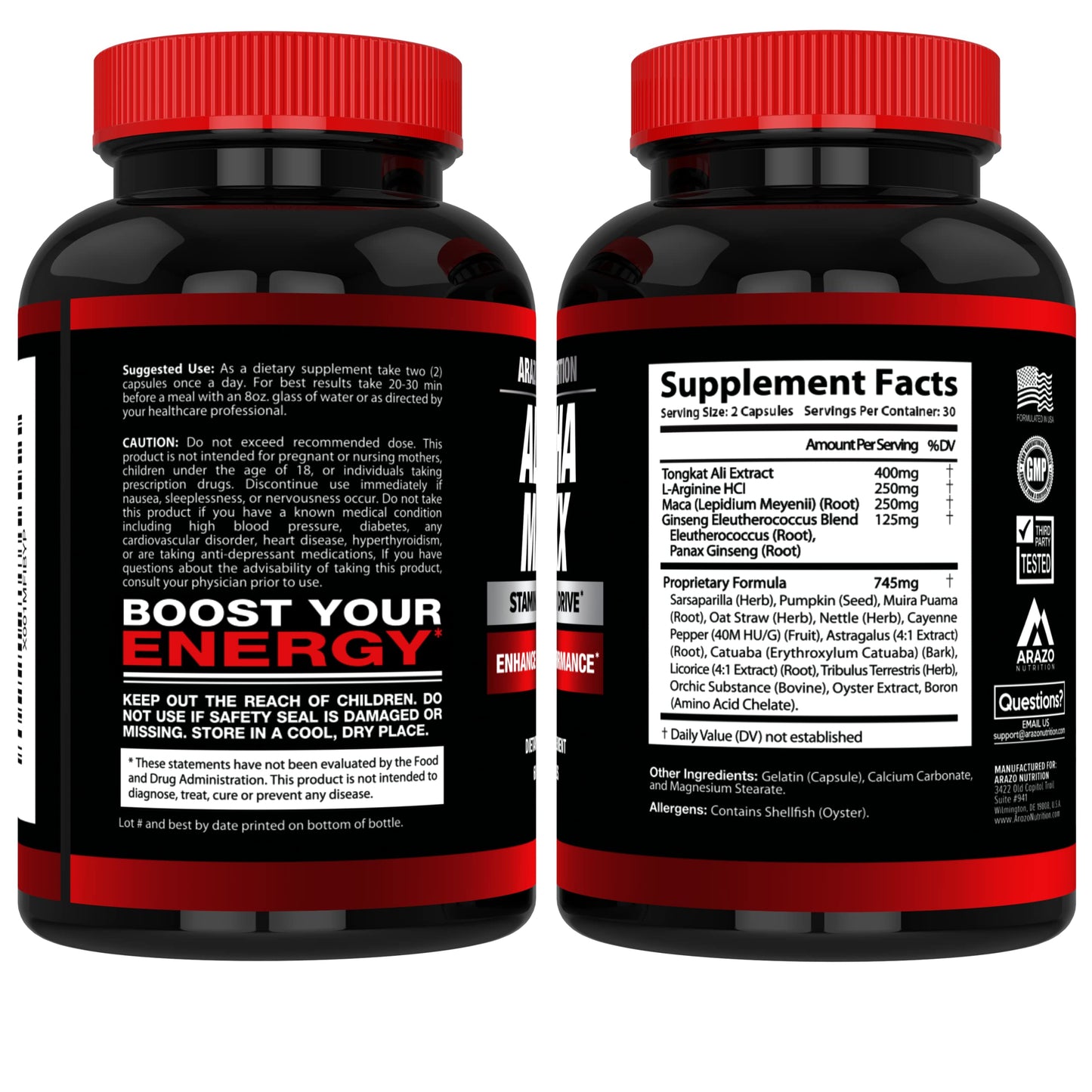 Arazo Nutrition Alphamaxx Health Supplement Capsules 60 Count