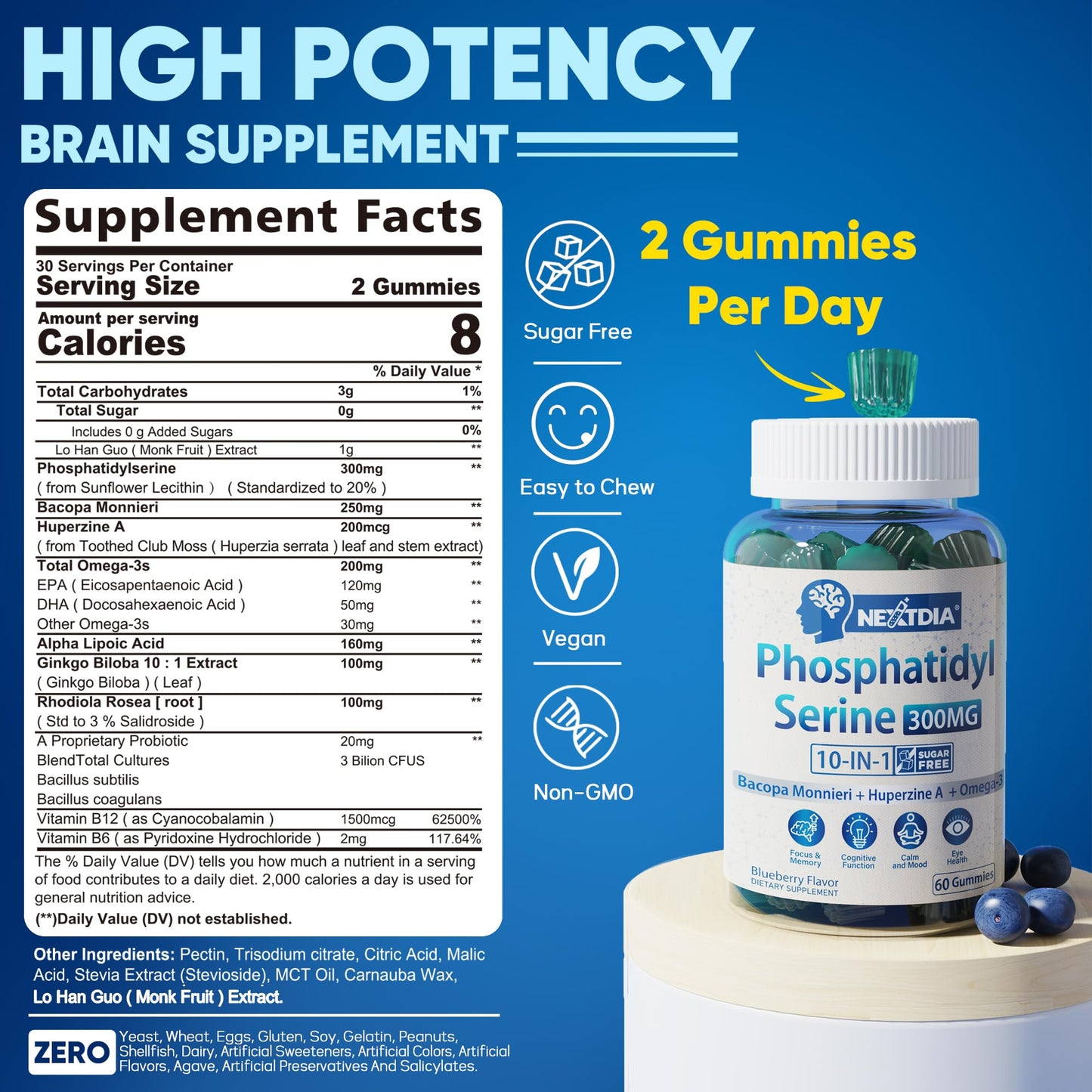 Nextdia Phosphatidylserine Gummies 180 Count