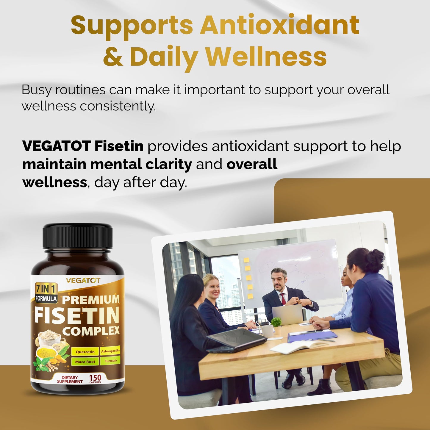 VEGATOT Organic Fisetin Complex 7-in-1 Formula Capsules, 150 Capsules