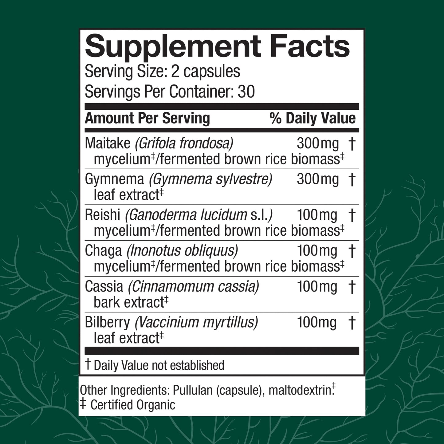 Host Defense MycoBotanicals Blood Sugar - Herbal Supplement with Chaga, Reishi & Maitake Mushrooms - Mushroom Mycelium Supplement for Healthy Balance, 60 Capsules