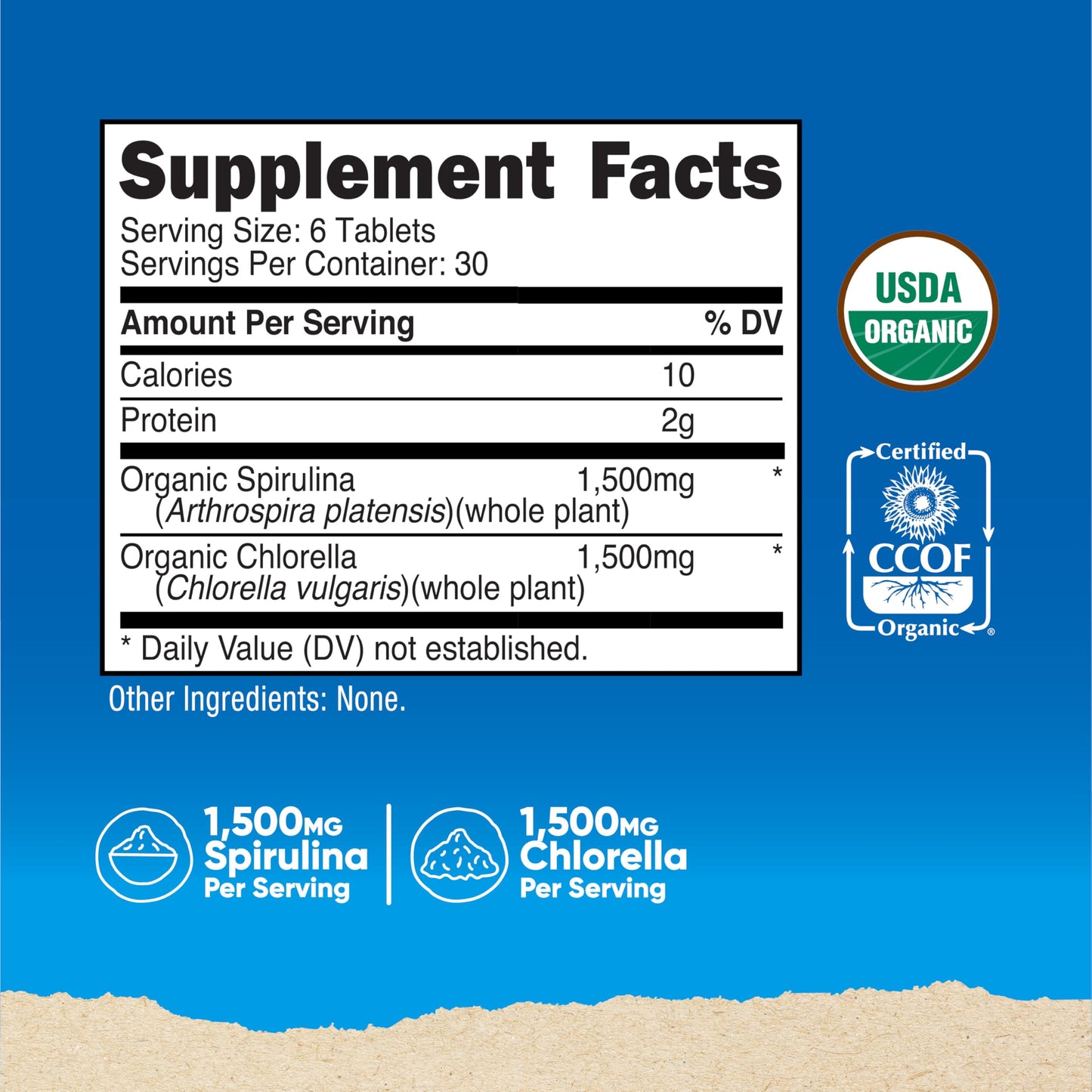 Nutricost Organic Spirulina + Chlorella Tablets, 180 Count