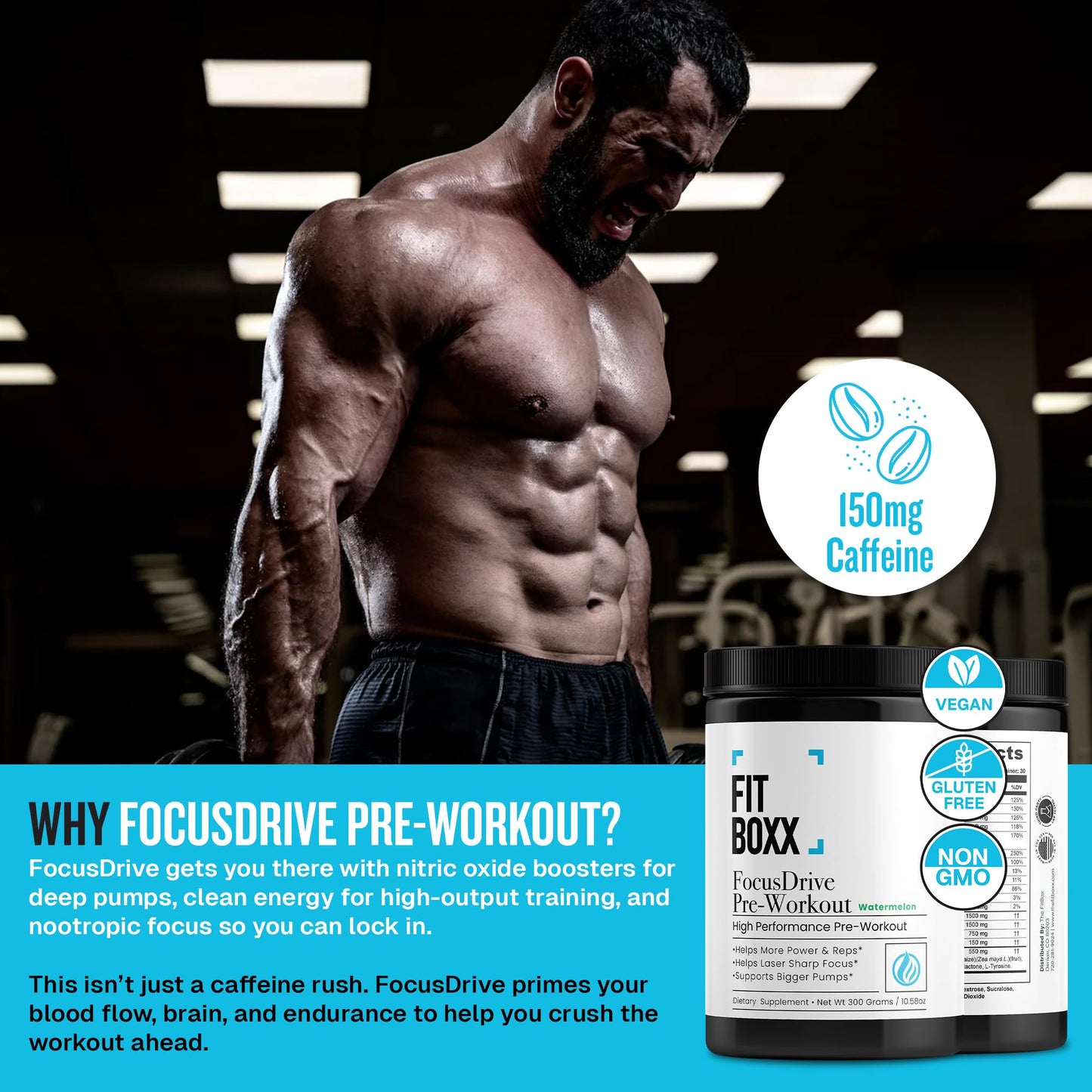 Fit Boxx FocusDrive Pre-Workout Powder 10.58 Ounce, 30 Servings