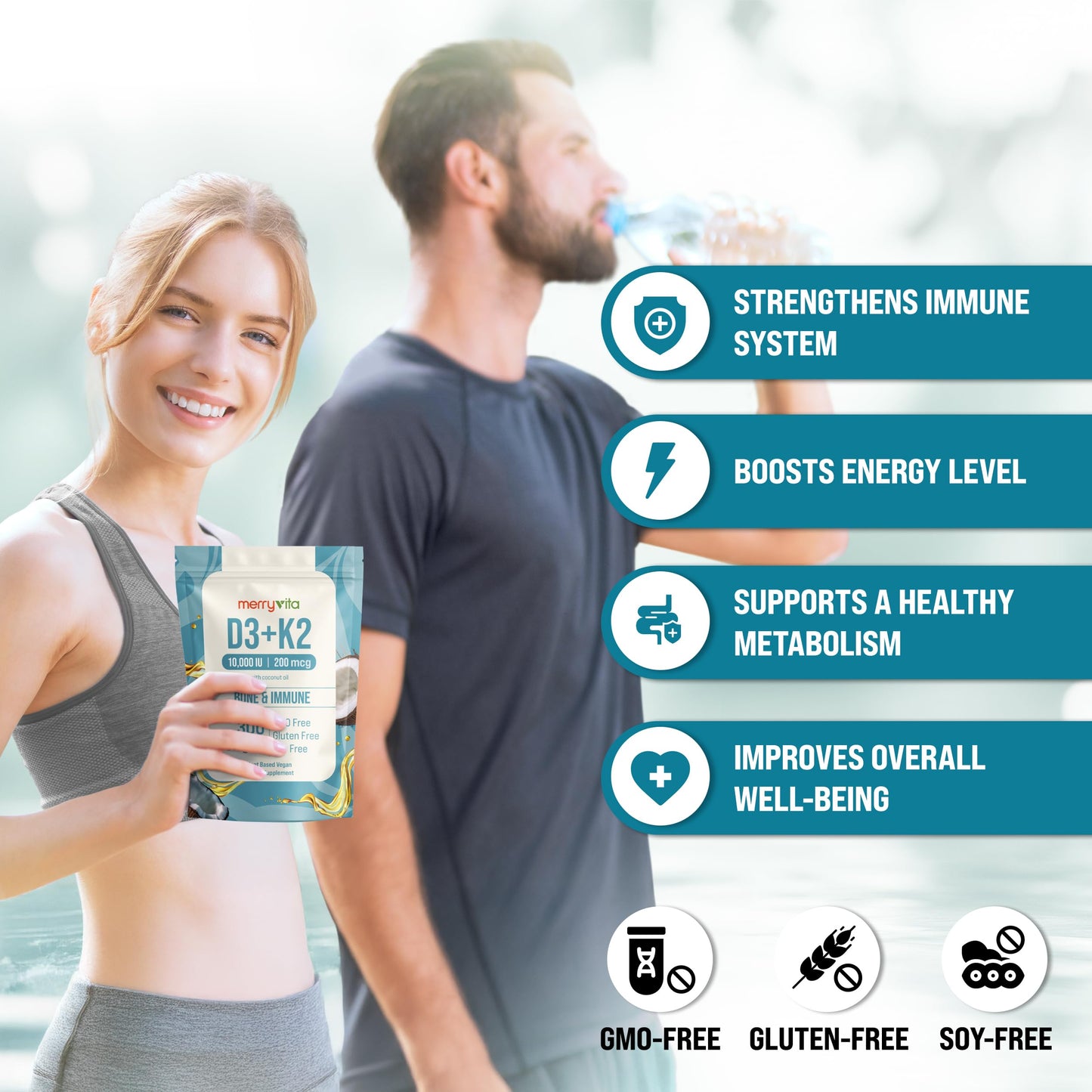 MERRY VITA Vitamin D3 K2 Softgels 300