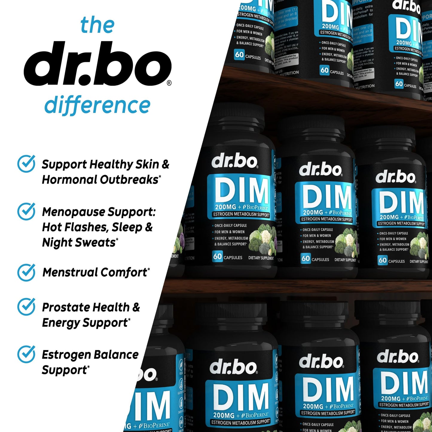 DR. BO Diindolylmethane (DIM) Supplement 200mg, Capsule, 60 Count
