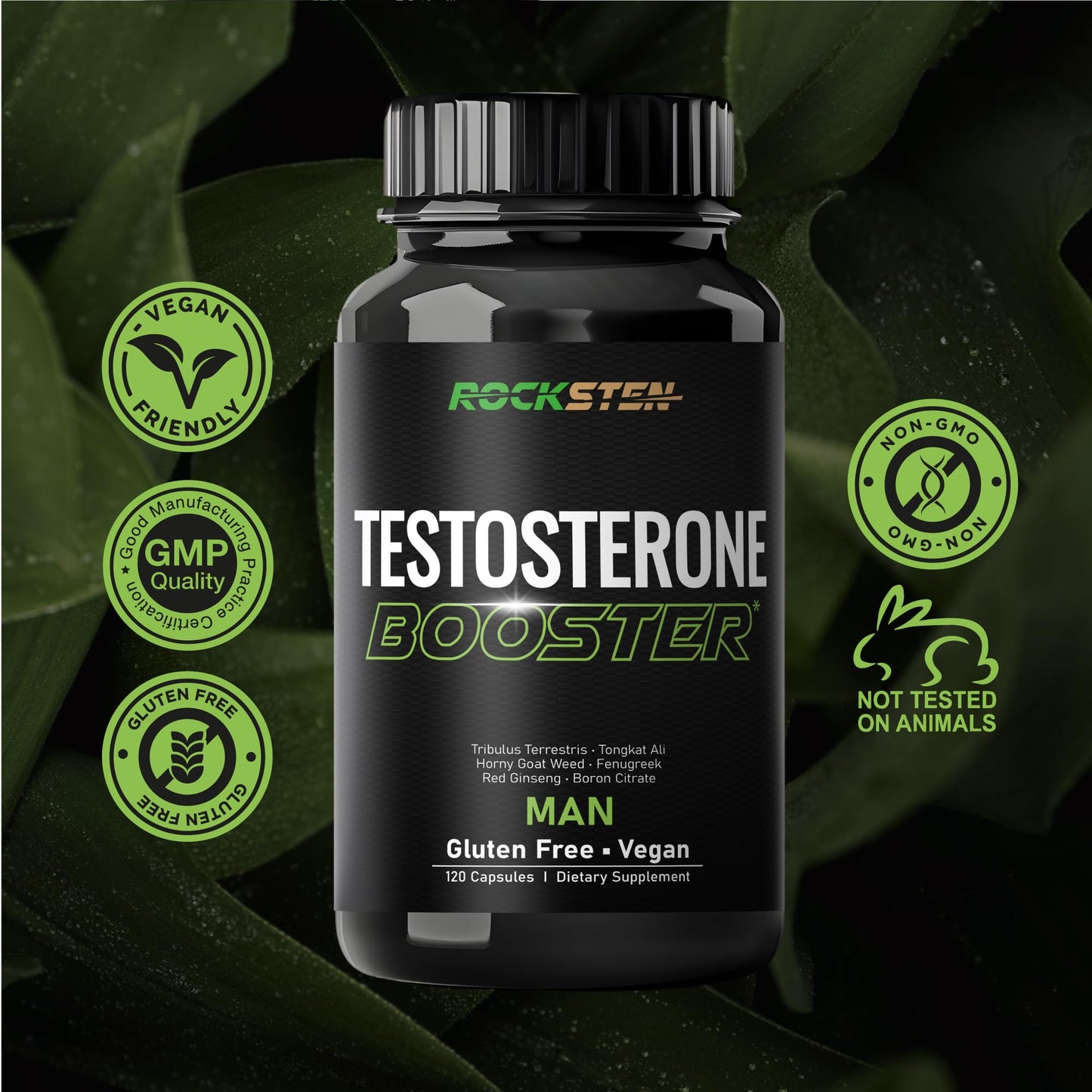 RockSten Testosterone Booster Capsules 120 Count