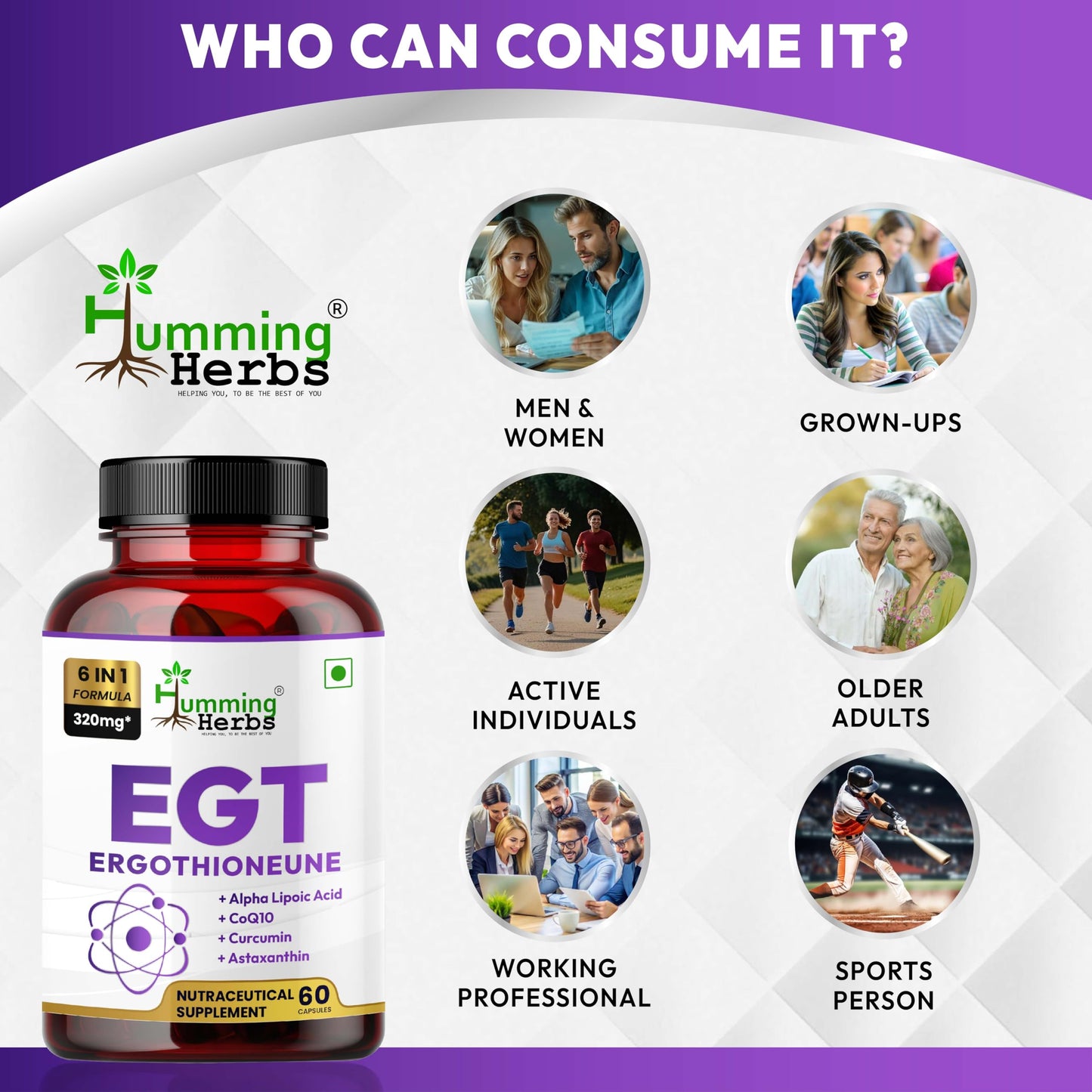 Humming Herbs EGT Supplement Capsule 60 Veg Caps