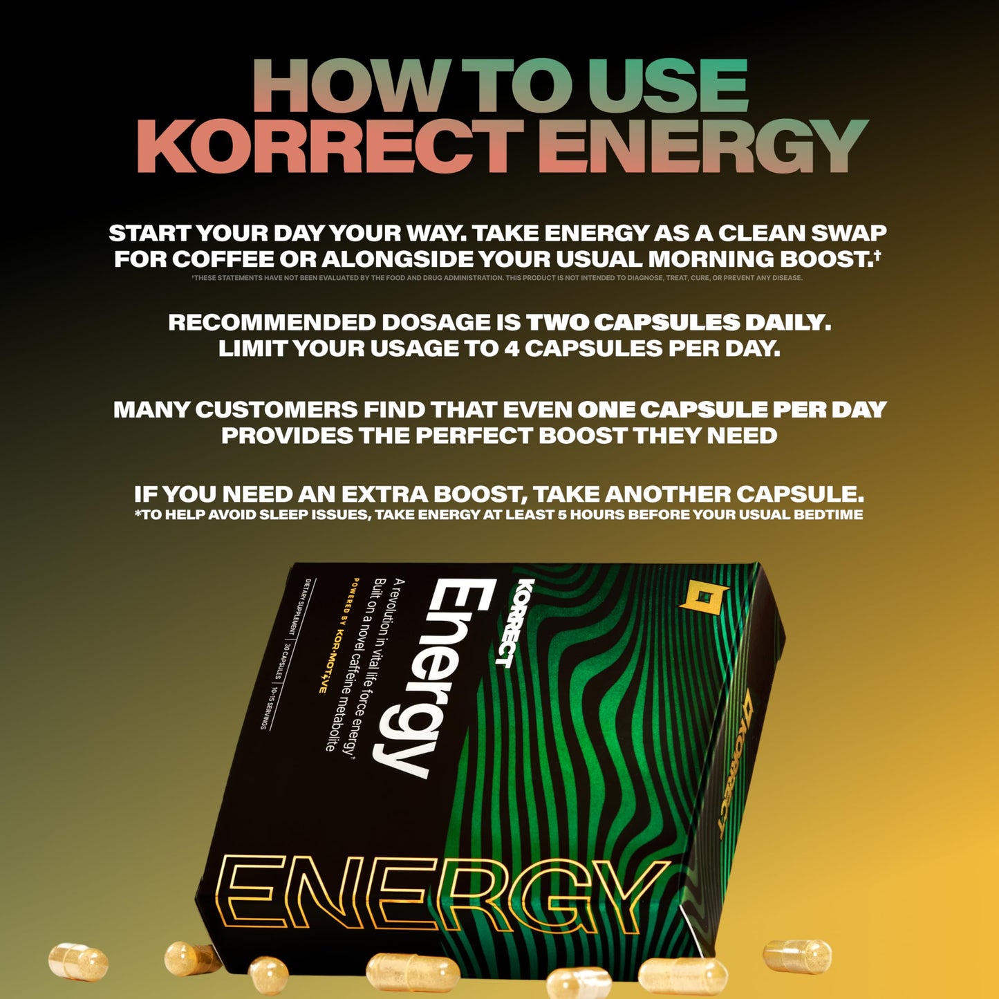 KORRECT LIFE Energy Paraxanthine Supplement Capsule, 30 Capsules