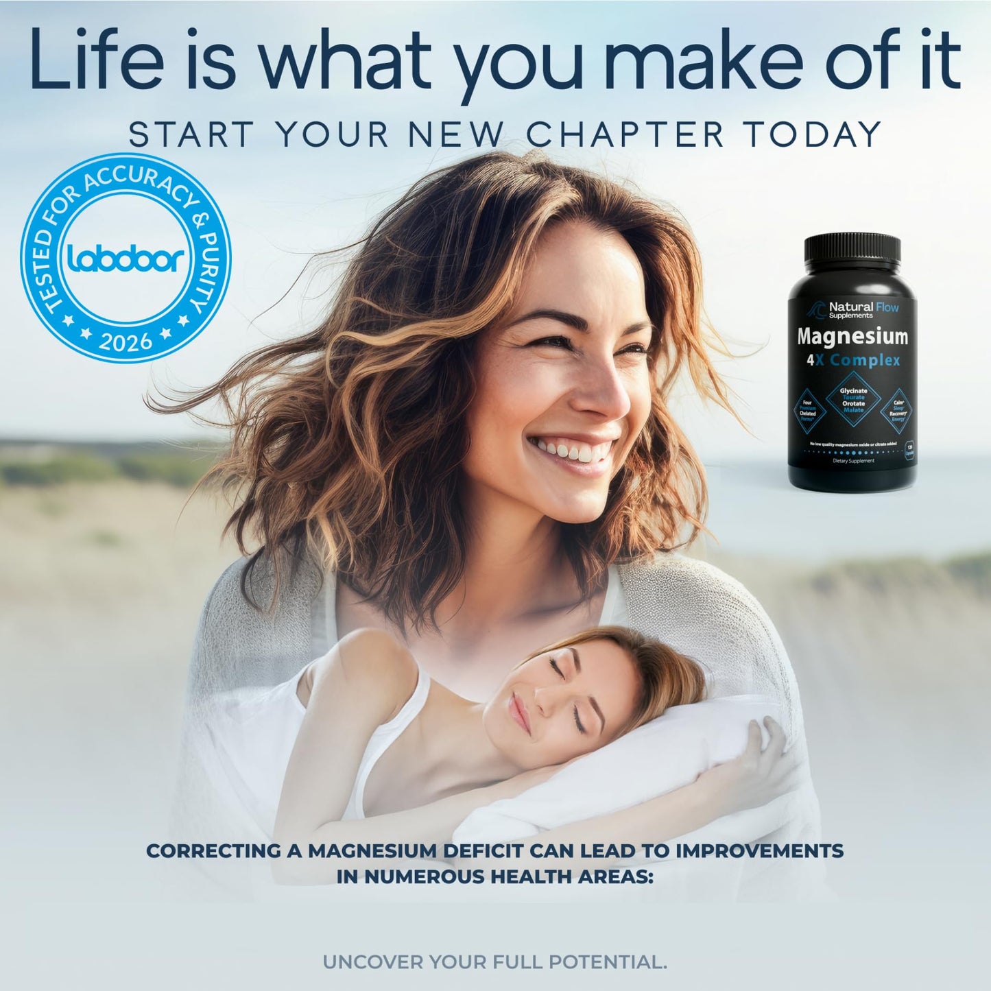 Natural Flow Supplements Magnesium Glycinate Complex Capsules 120 Count