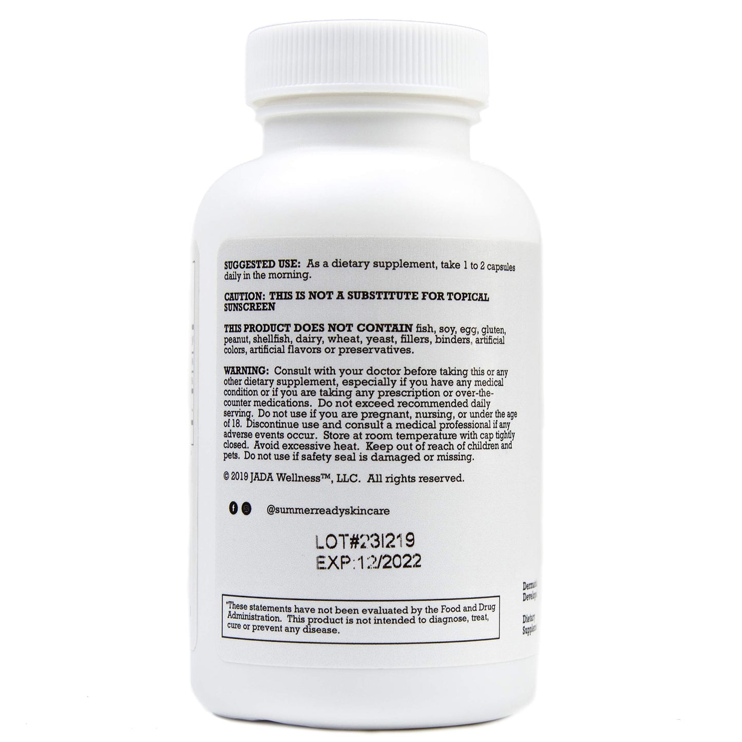 Summer Ready Advanced Skin Care Antioxidant Supplement with Vitamin D3 5000IU, Nicotinamide/Niacinamide/Niacin 500mg (Vitamin B3) and Polypodium Leucotomos (Fern Extract) 480mg Capsules, 60 Count