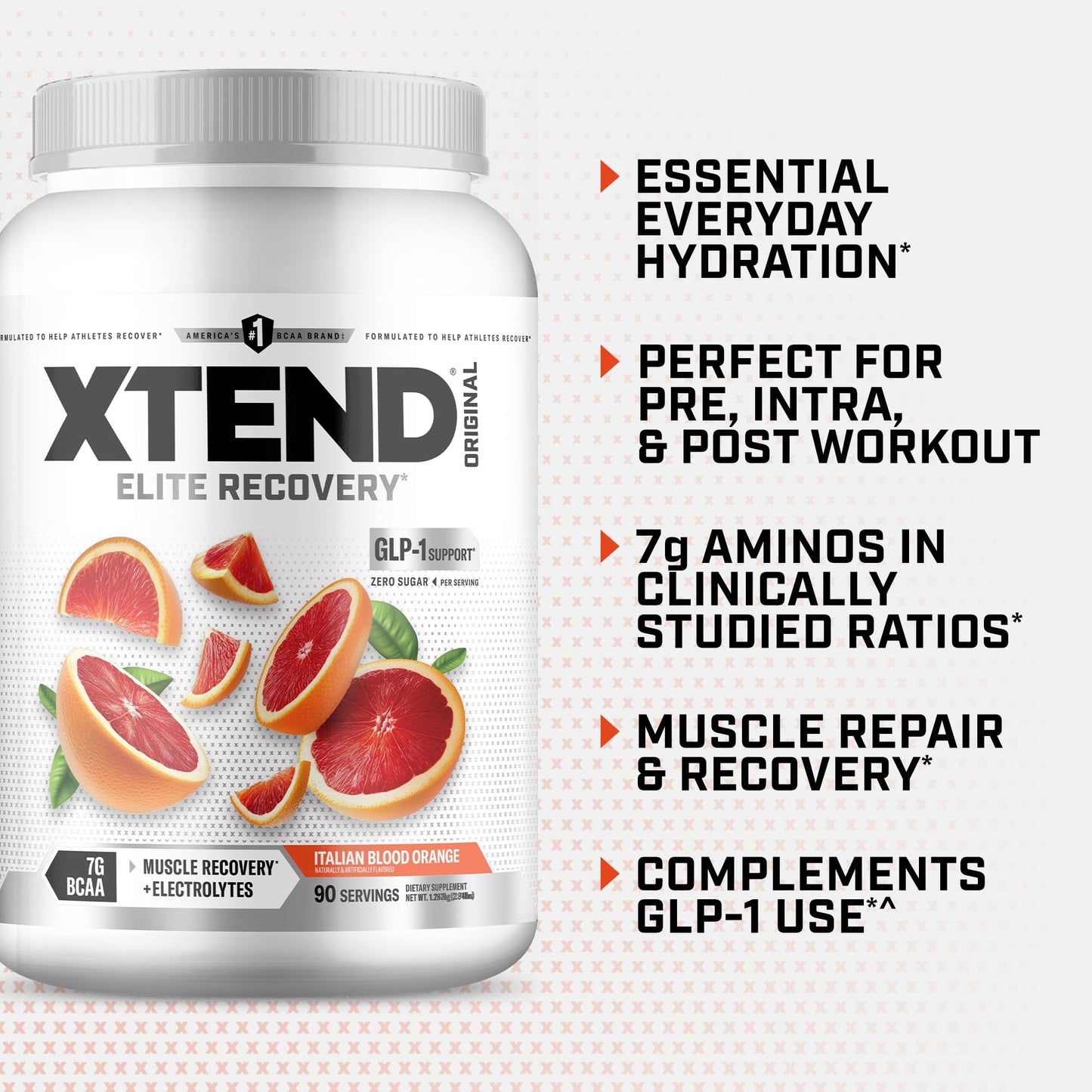Xtend Original BCAA Powder 7g BCAA and 2.5g L-Glutamine, Sugar Free Post Workout Muscle Recovery Drink with Amino Acids for Men & Women, Powder, 41.28 Ounces