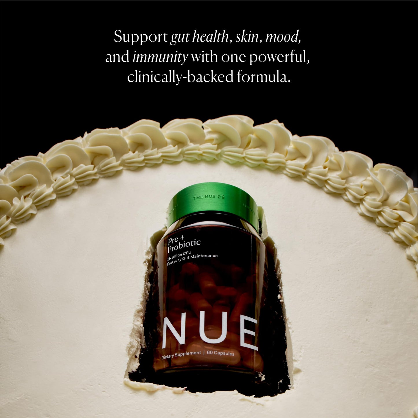 The Nue Co Pre + Probiotic Supplement - Synbiotic & Spore Based Formula for Daily Gut Balance - Vegan & Gluten Free Immune Supplement - Supports Digestive Wellness, Immunity & Skin 60 Capsules