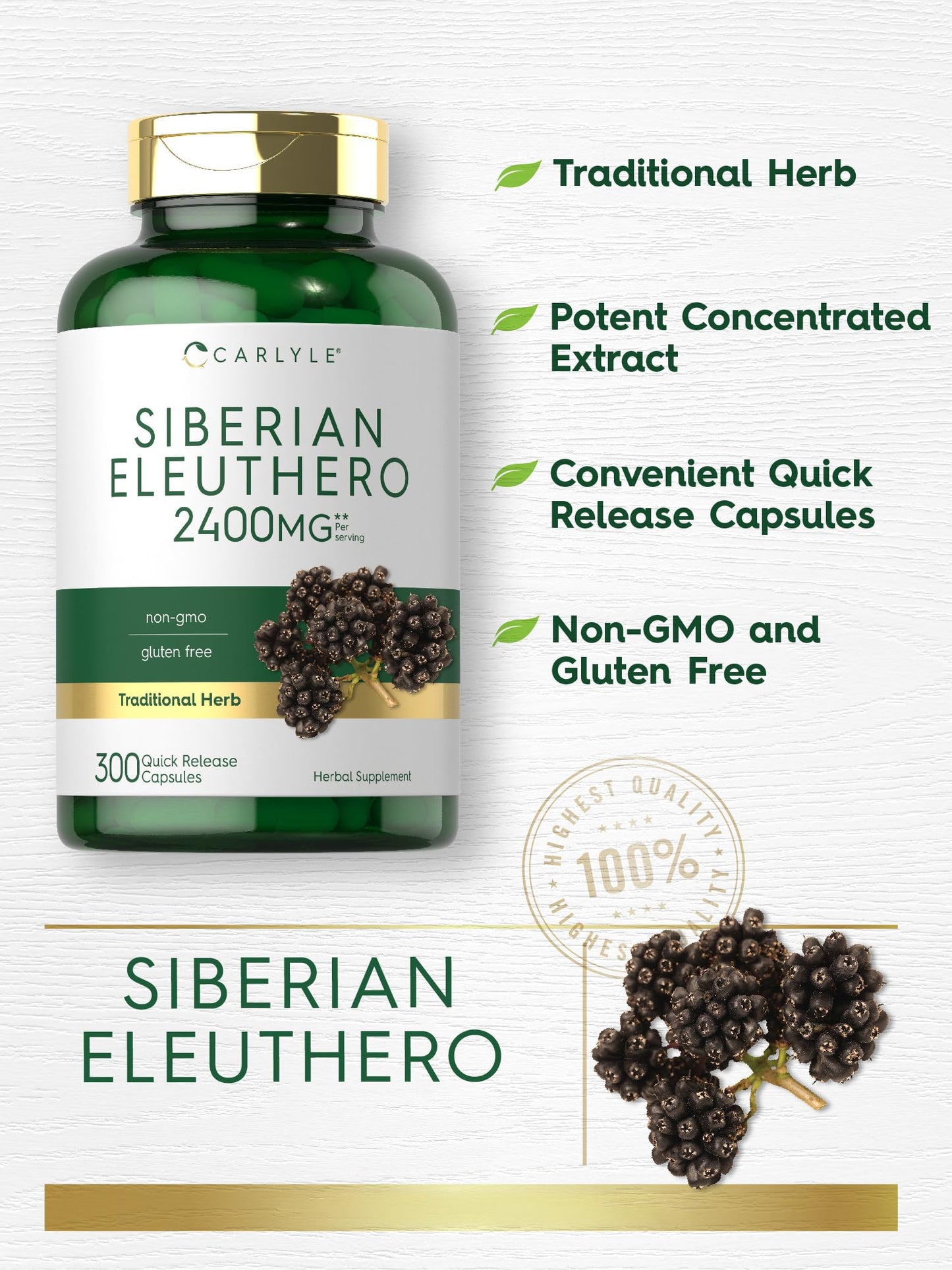 Carlyle Siberian Eleuthero Capsule 300 Capsules