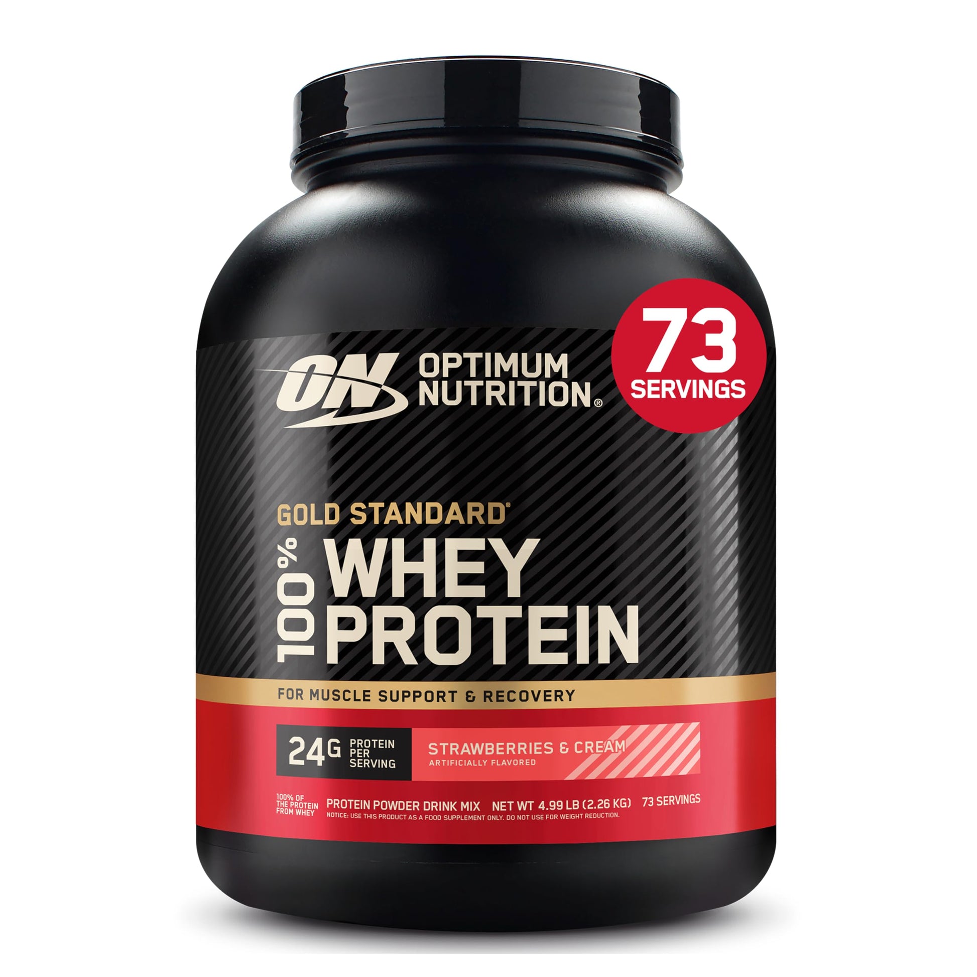 Optimum Nutrition Gold Standard 100% Whey Protein Powder, Strawberries & Cream, 80 Servings