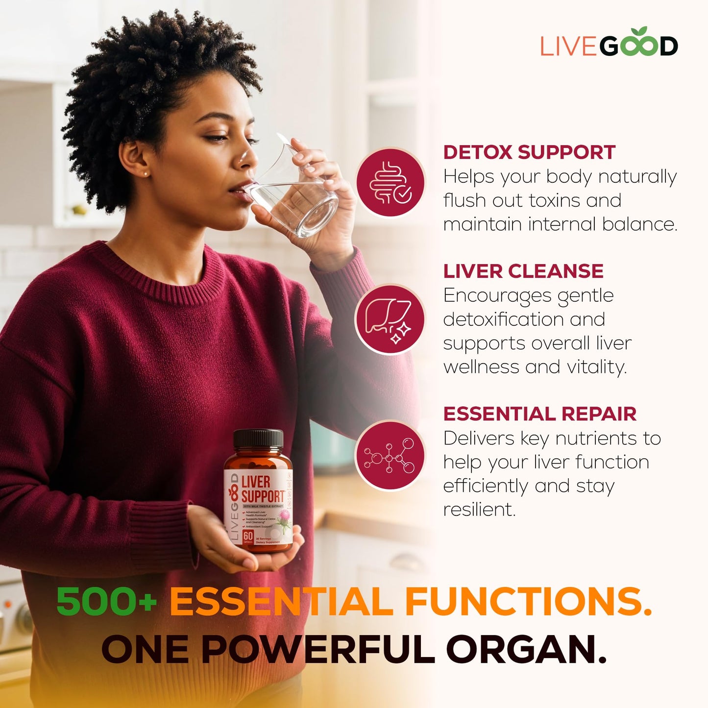 LIVEGOOD Liver Support Supplement Capsule, 60 Count