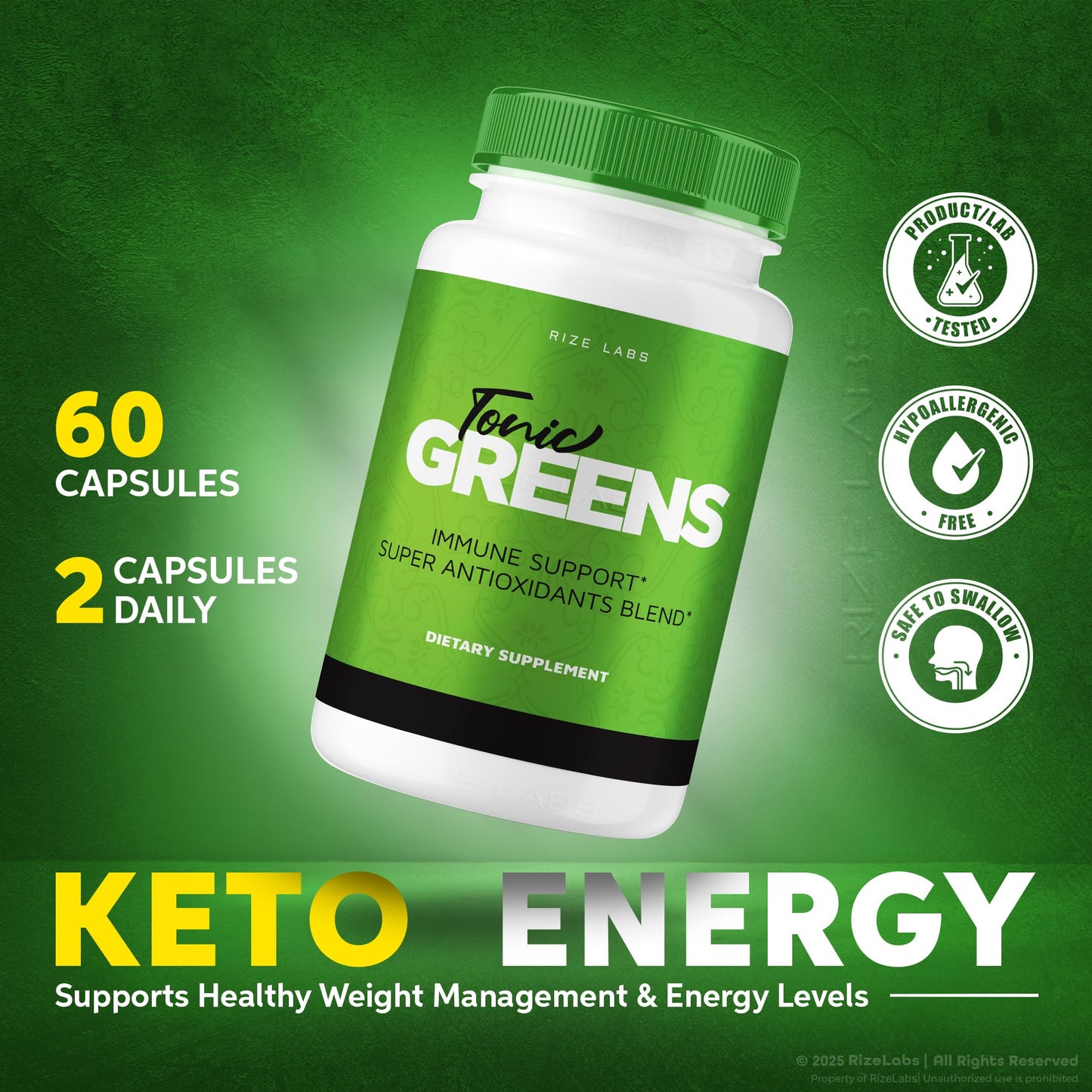 Rize Labs Tonic Greens Capsules, 180 Capsules