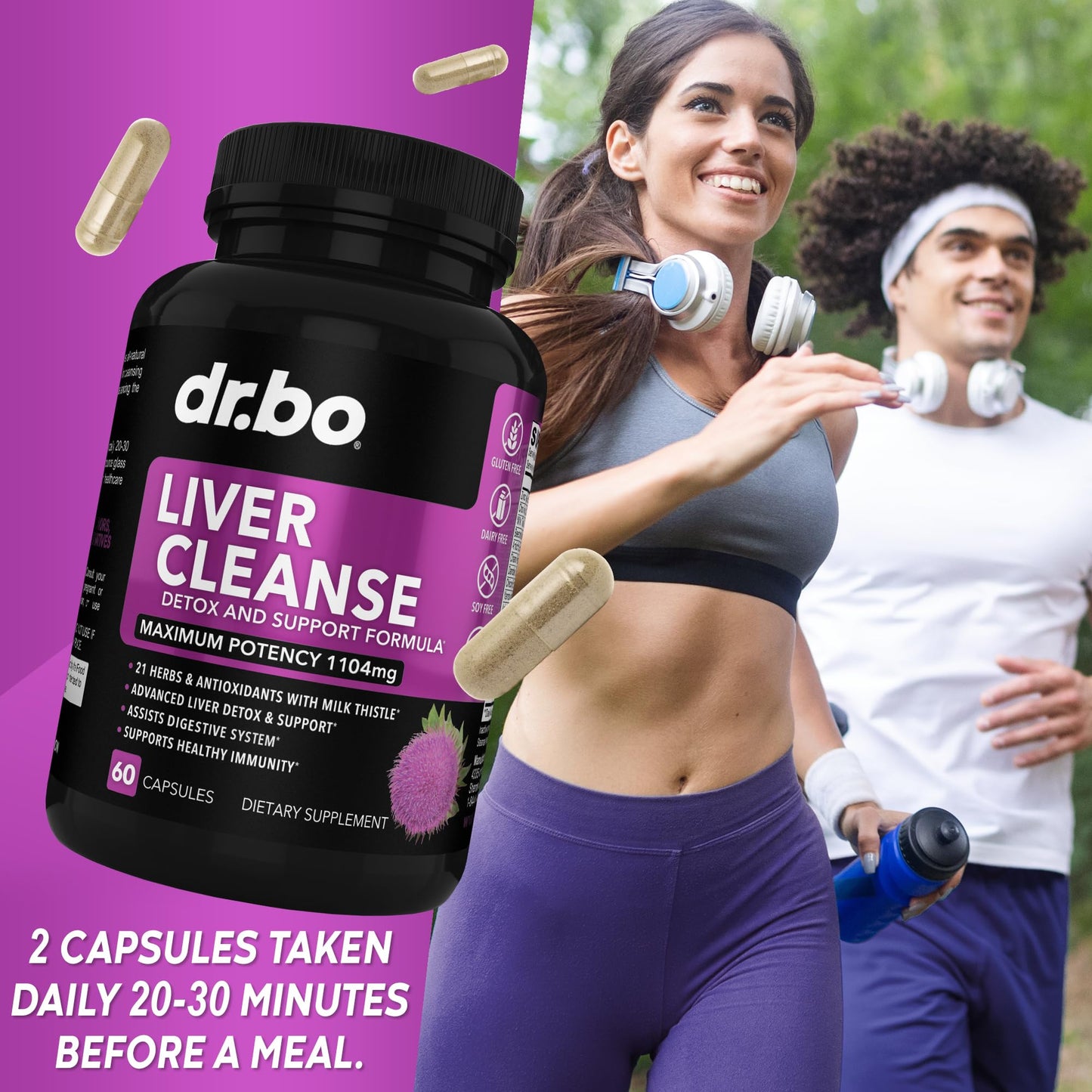 DR. BO Liver Cleanse Detox Support Supplement Capsules 60 Count