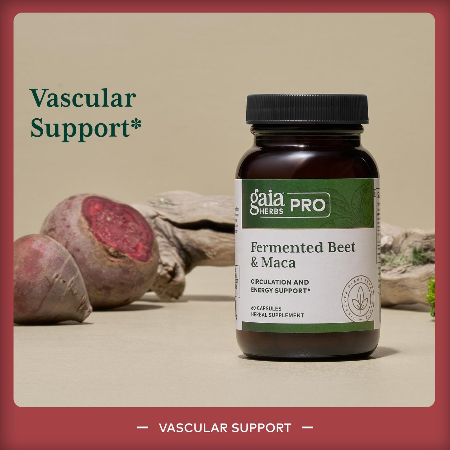 Gaia Herbs PRO Fermented Beet & Maca - Healthy Energy & Circulation Support Supplement 60 Capsules