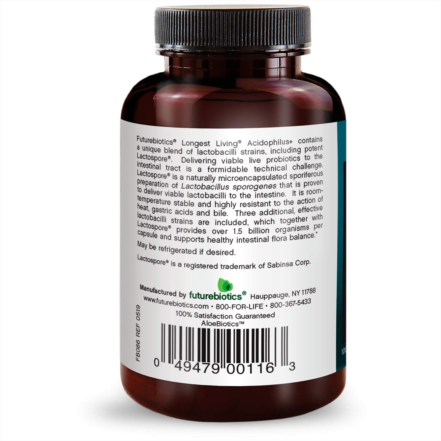 Futurebiotics Longest Living Acidophilus+ 100 Capsules
