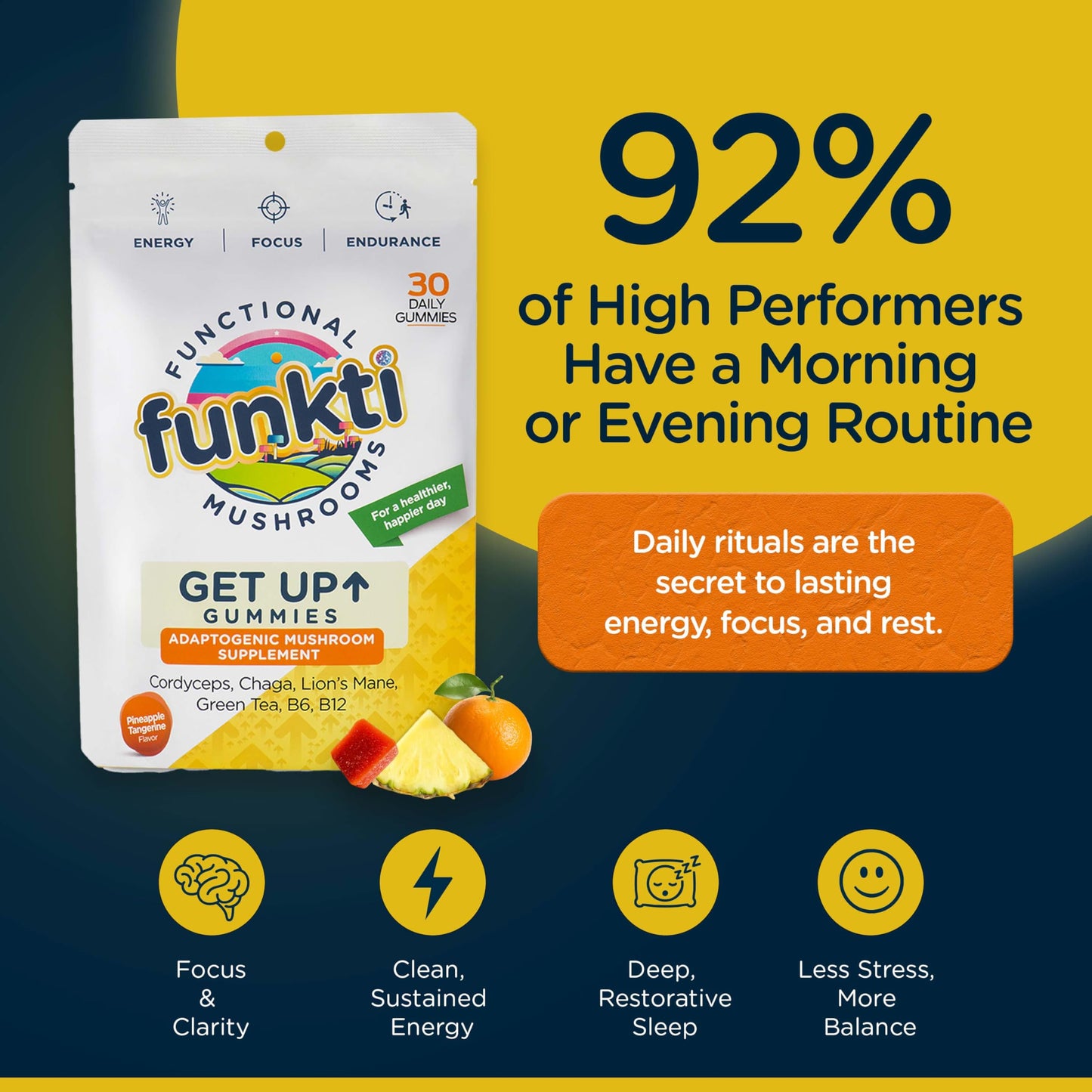 Funkti Focus Mushroom Gummies, 30 Gummies