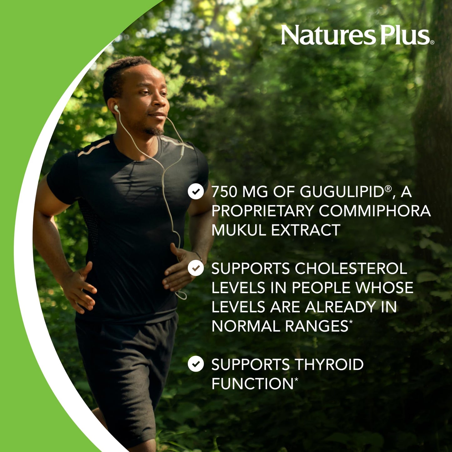 NaturesPlus Herbal Actives Gugulipid 750 mg, 2.5% Guggulsterones, 60 Vegan Capsules