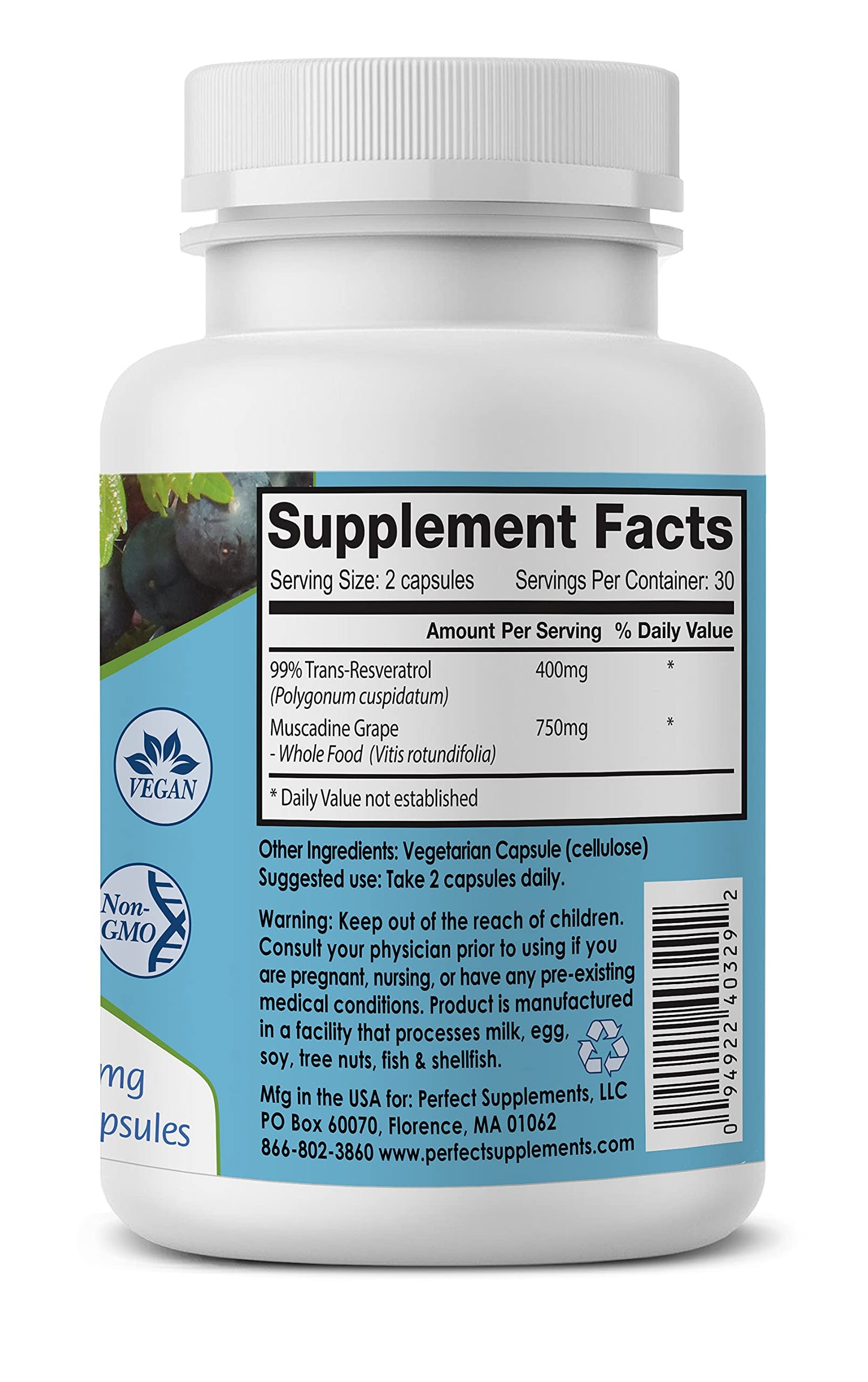 Perfect Supplements ResGrape Resveratrol MAX 60 Capsules